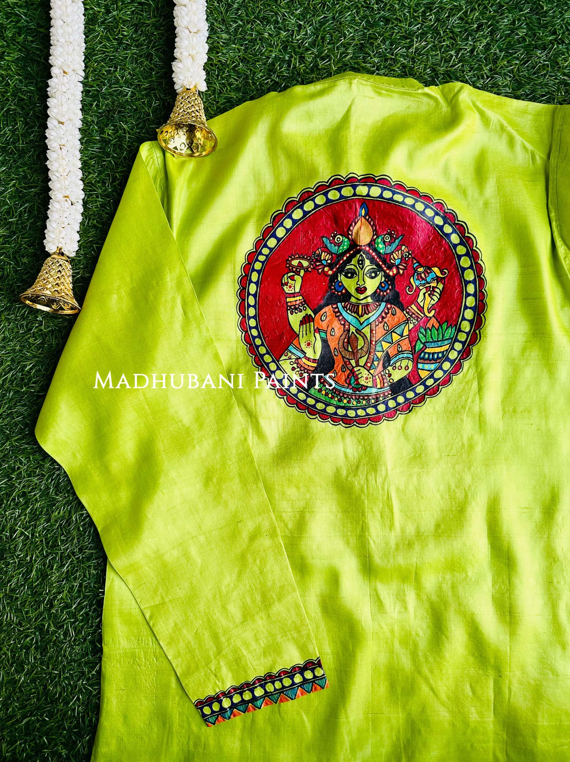 SANSKRITI Hand-painted  Madhubani Men's Tussar Silk Kurta — image 4 of 6