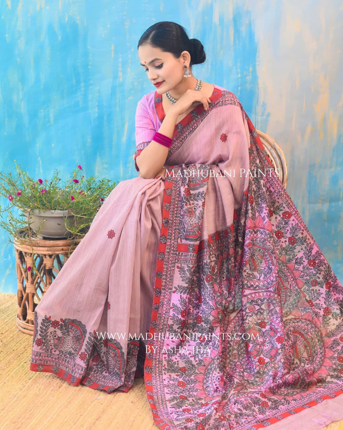 BASANT BAHAR Hand-painted Madhubani Chanderi Saree — image 6 of 9