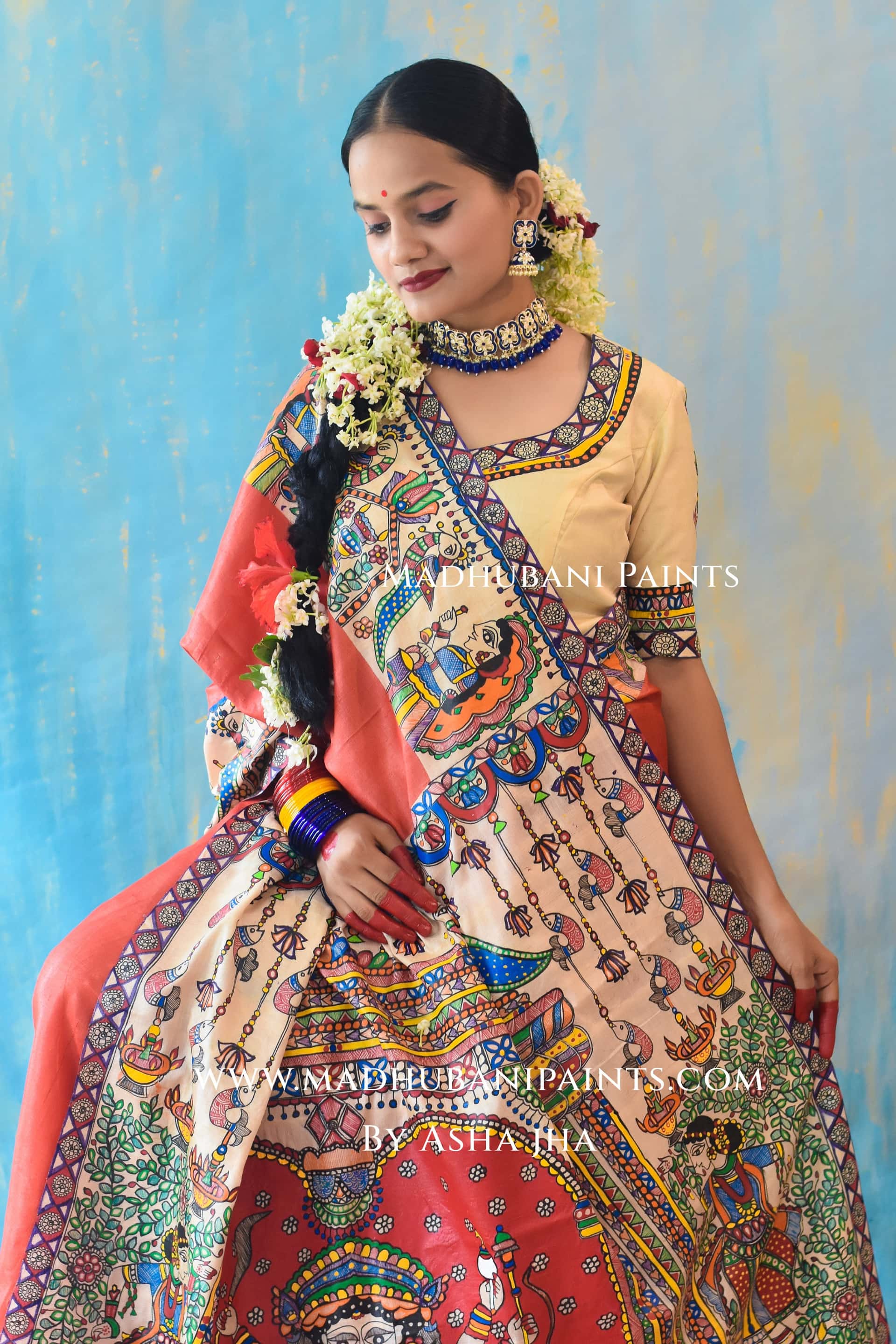 PARMESHWARI Hand-painted Madhubani Tussar Silk Blouse — image 3 of 4