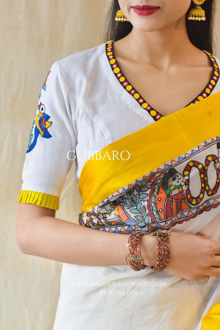 'UTSAV' Handpainted Madhubani Cotton Blouse — image 3 of 8