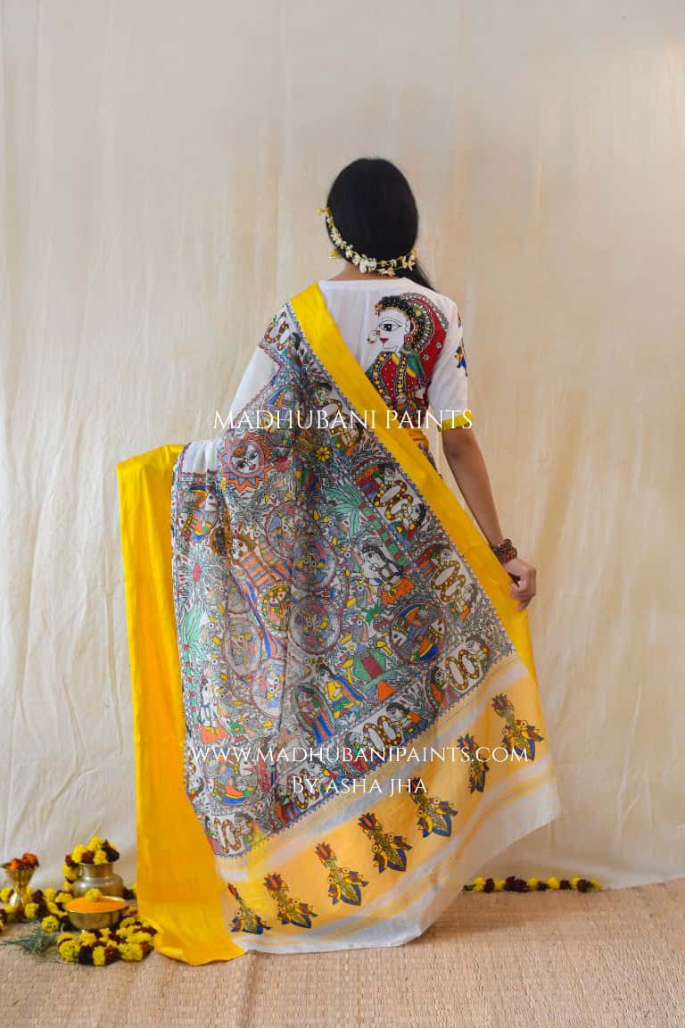 'UTSAV' Handpainted Madhubani Cotton Saree — image 5 of 7