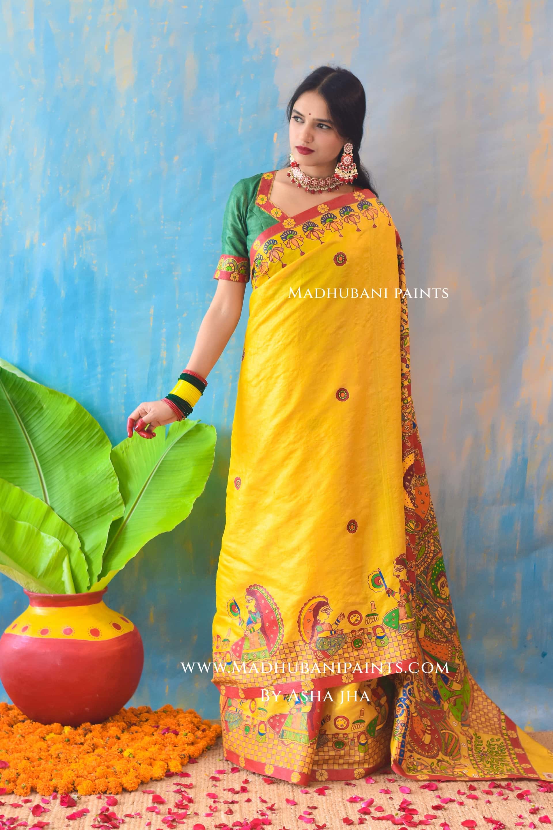 KUMARI BHOJAN Hand-painted Tussar Silk Saree — image 6 of 8