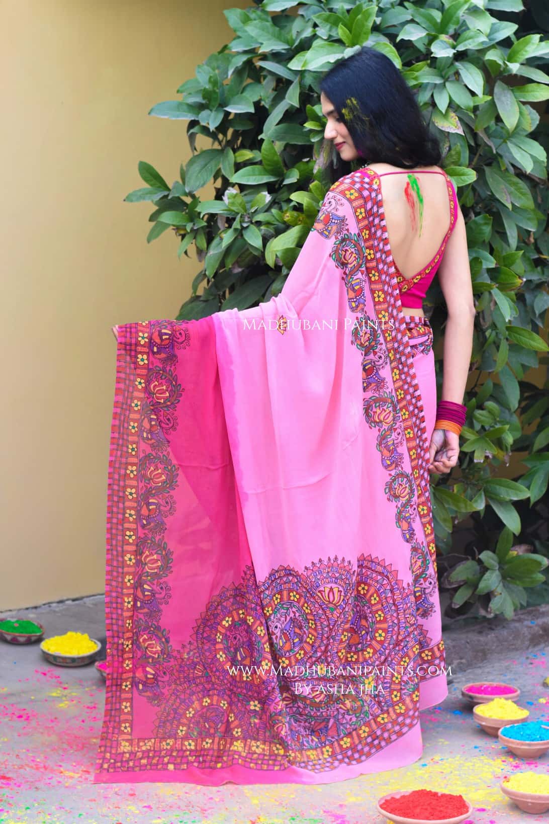 MADNOTSAV Handpainted Madhubani Georgette Saree — image 8 of 9
