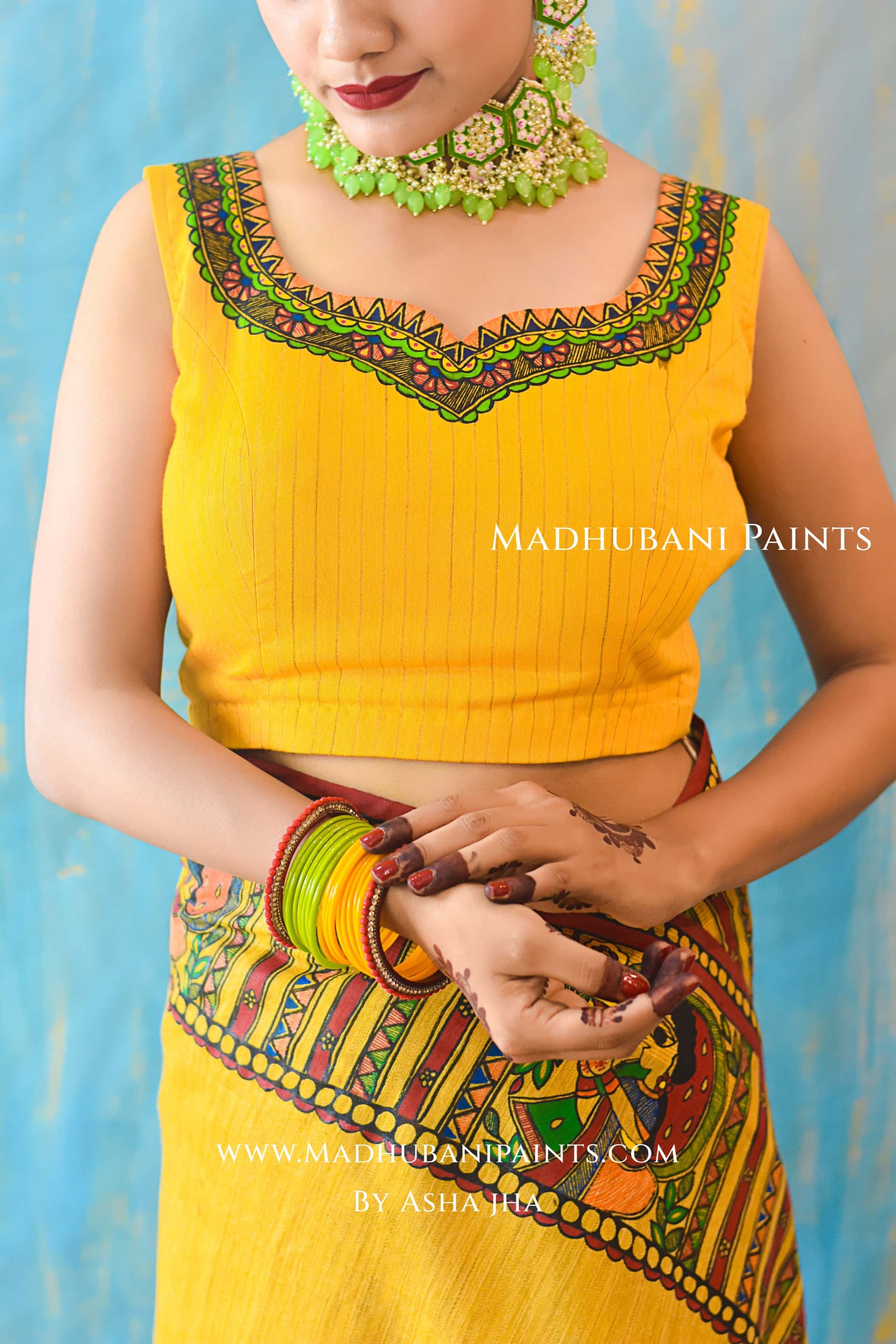 KAMESHWARI Madhubani Hand-painted Chanderi Silk Blouse — image 5 of 9