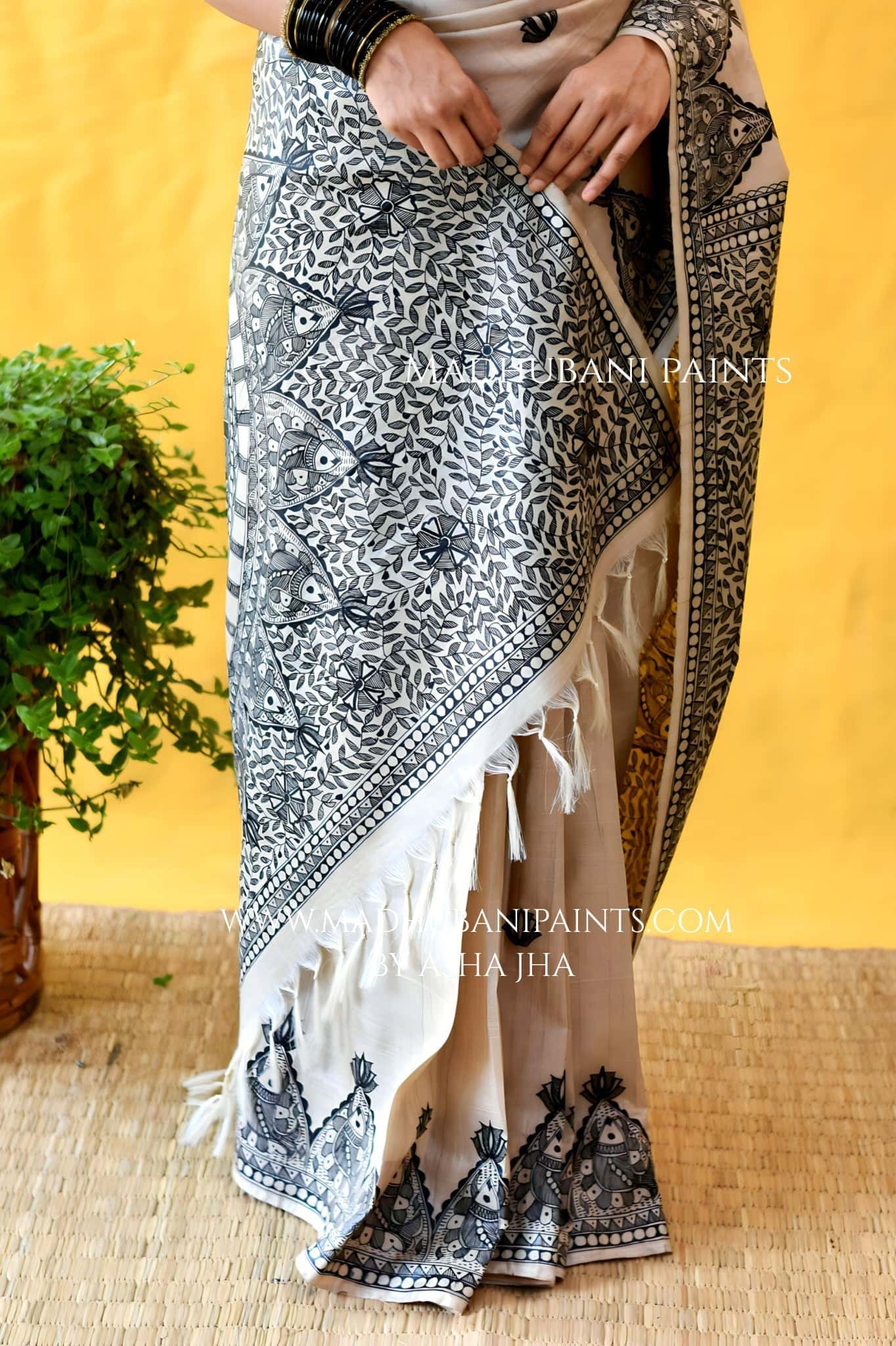KAMAL MANDALI Hand-painted Madhubani Tussar Silk Saree — image 4 of 7