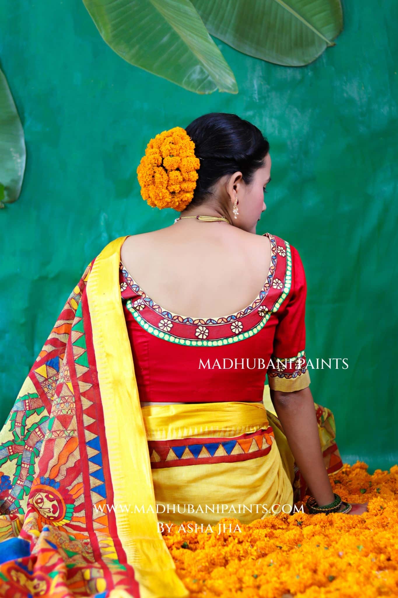 Chhath Puja Handpainted Madhubani Handloom Cotton Saree — image 9 of 9