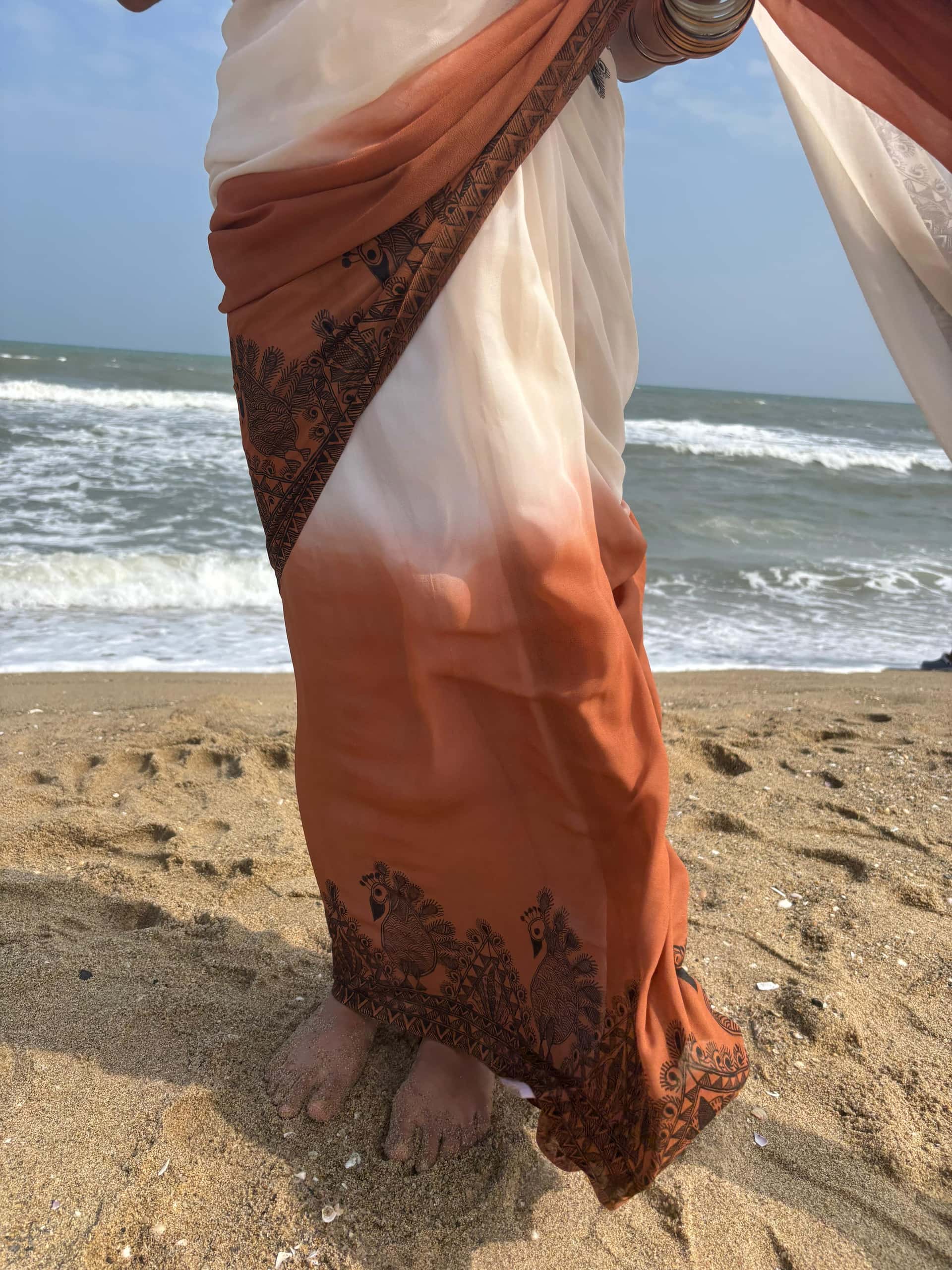 KASTURI Handpainted Madhubani Georgette Saree — image 6 of 8