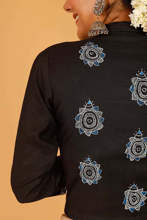 'Kurmaraja' Handpainted Madhubani  Cotton Blouse — image 6 of 7