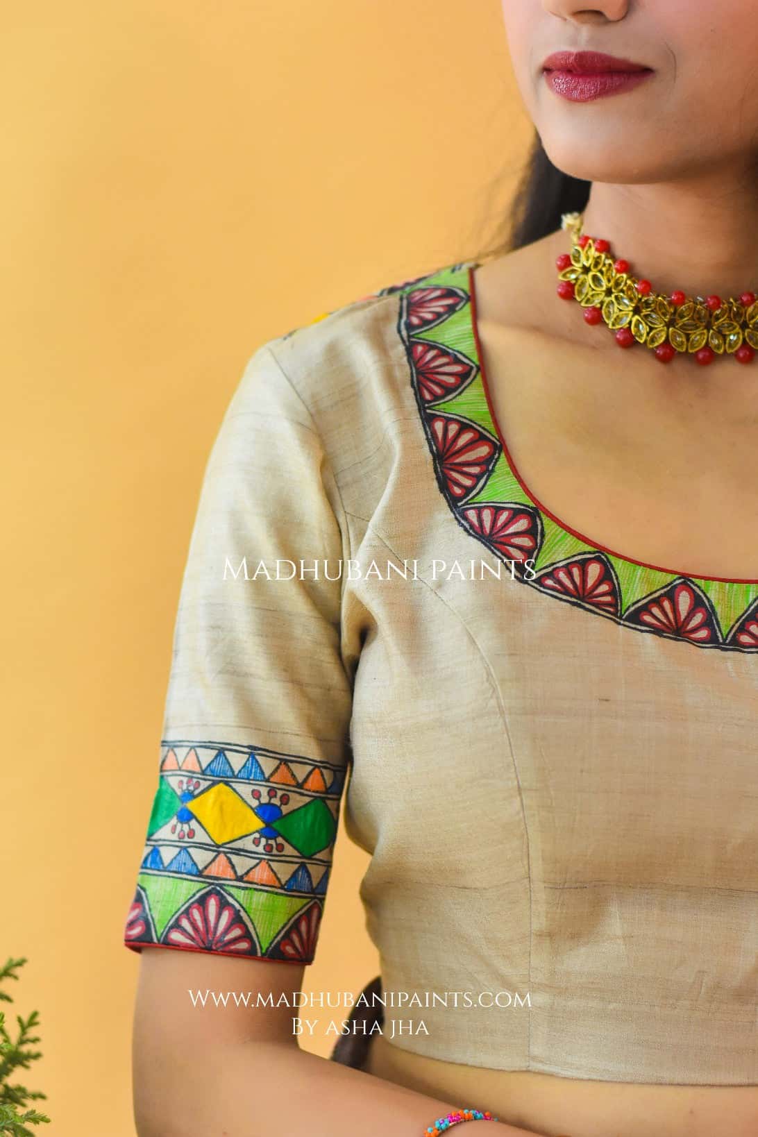 SUNDERBAN SAHELI Hand-painted Madhubani Tussar Silk Blouse — image 2 of 3