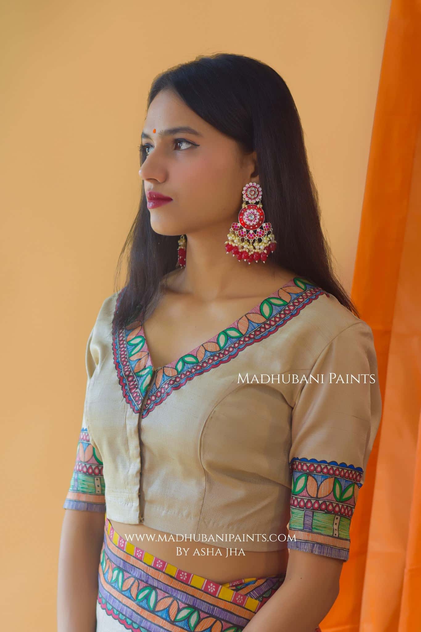 MITHILANCHAL VIVAH Hand-painted Madhubani Tussar Silk Blouse — image 6 of 9