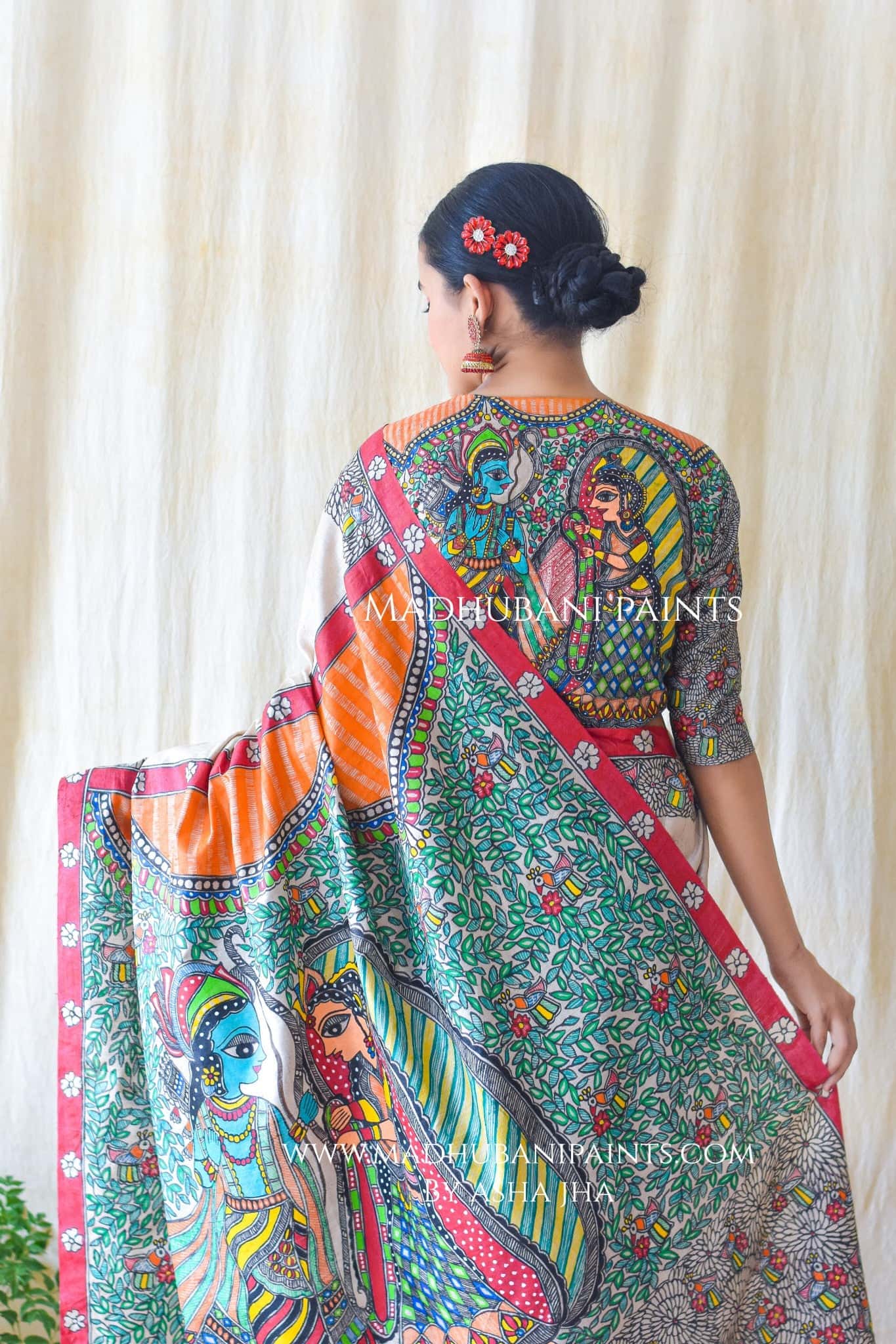 RAM SITA SWAYAMBAR Hand-painted Tusaar Silk Saree — image 6 of 6