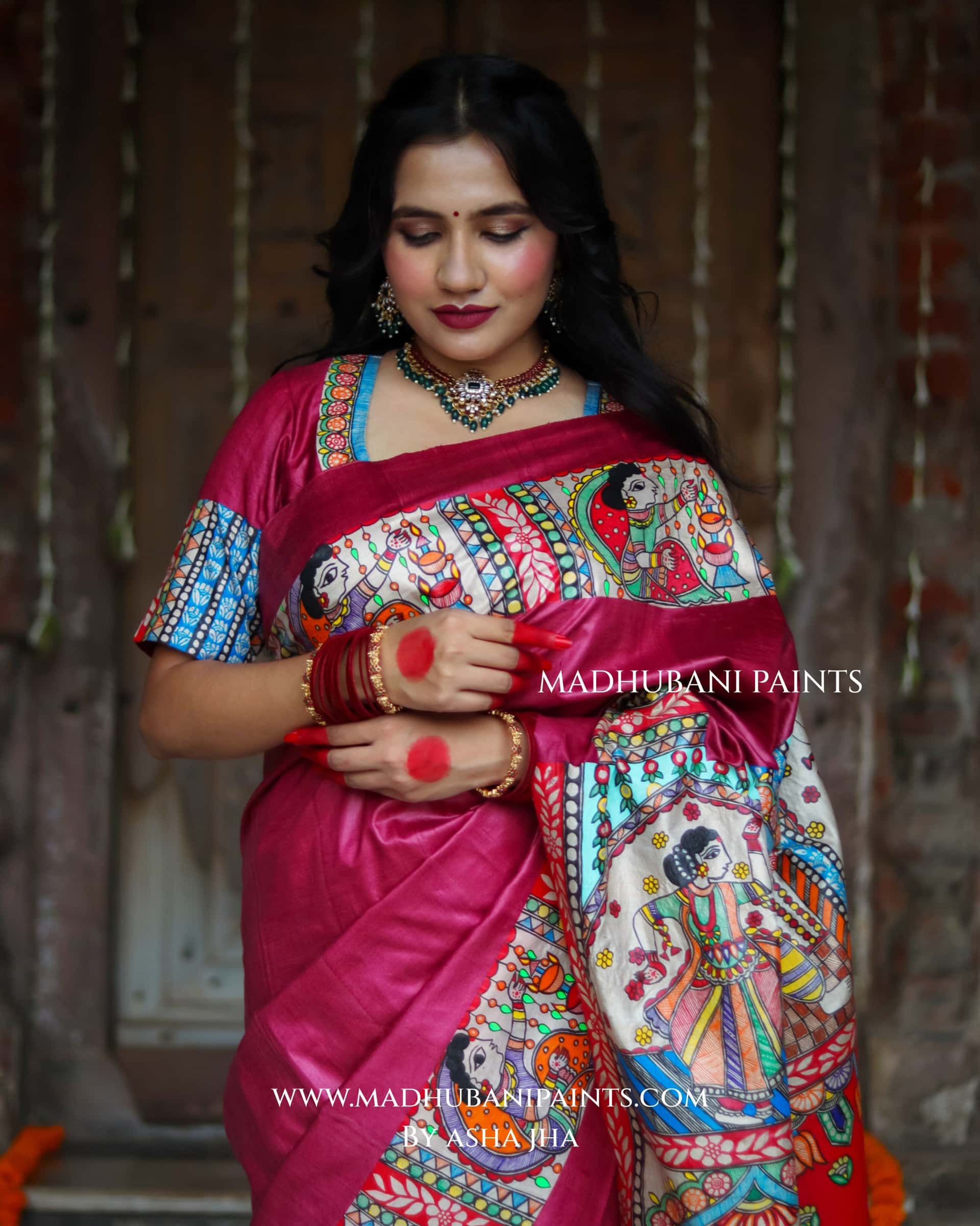KAMAKHYA Handpainted Tussar Silk Madhubani Blouse — image 3 of 4