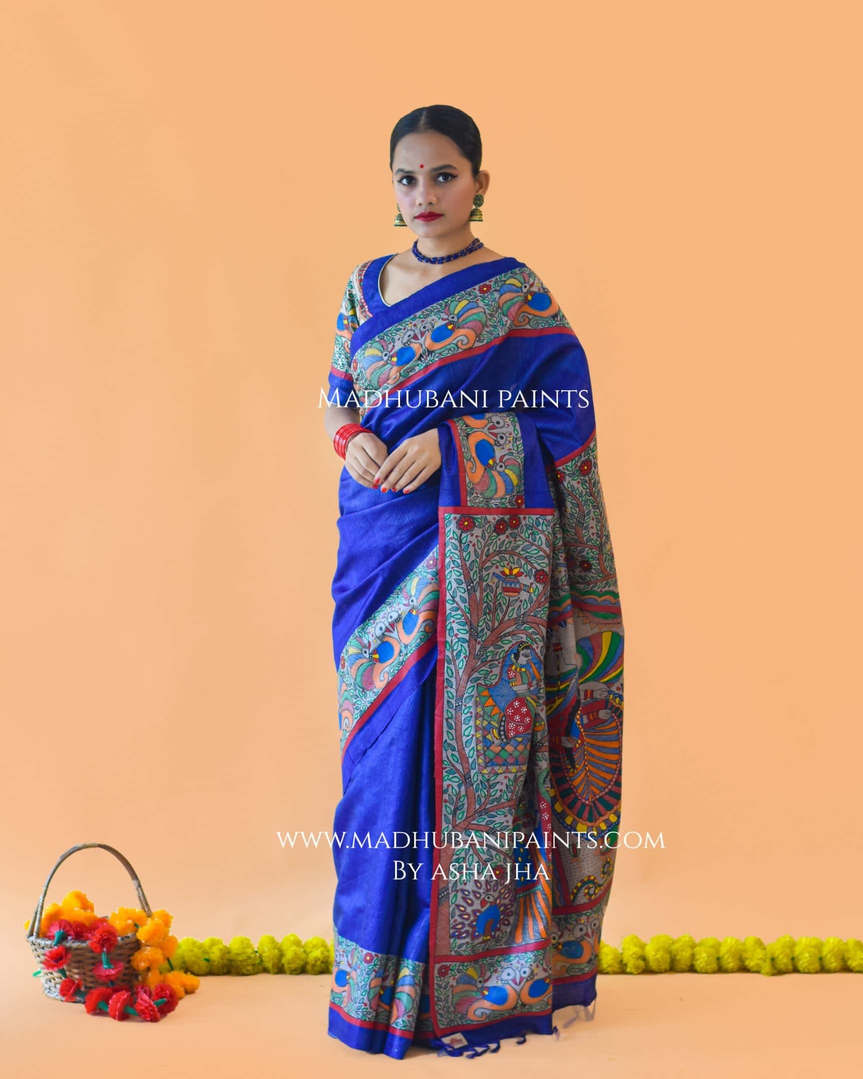 'MANMOHANA' Tussar Silk Saree Blouse Set — image 4 of 11