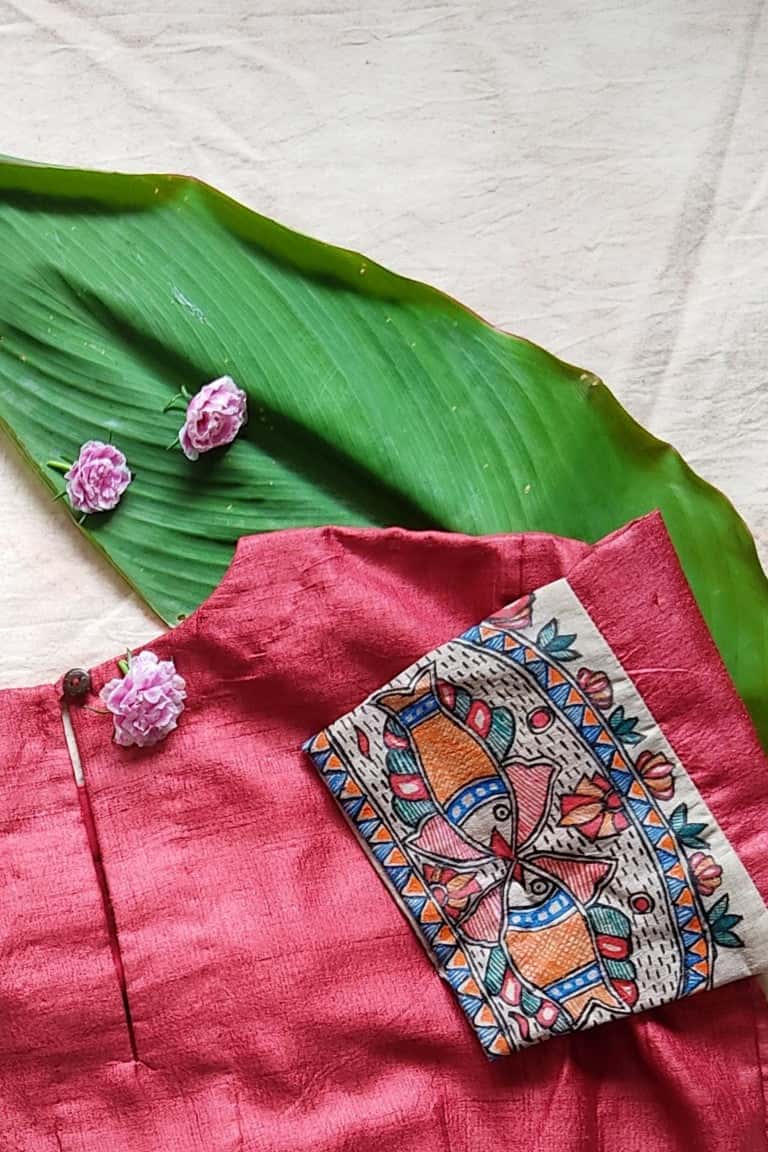 Handpainted 'Radha - Krishna' Madhubani Blouse — image 2 of 4