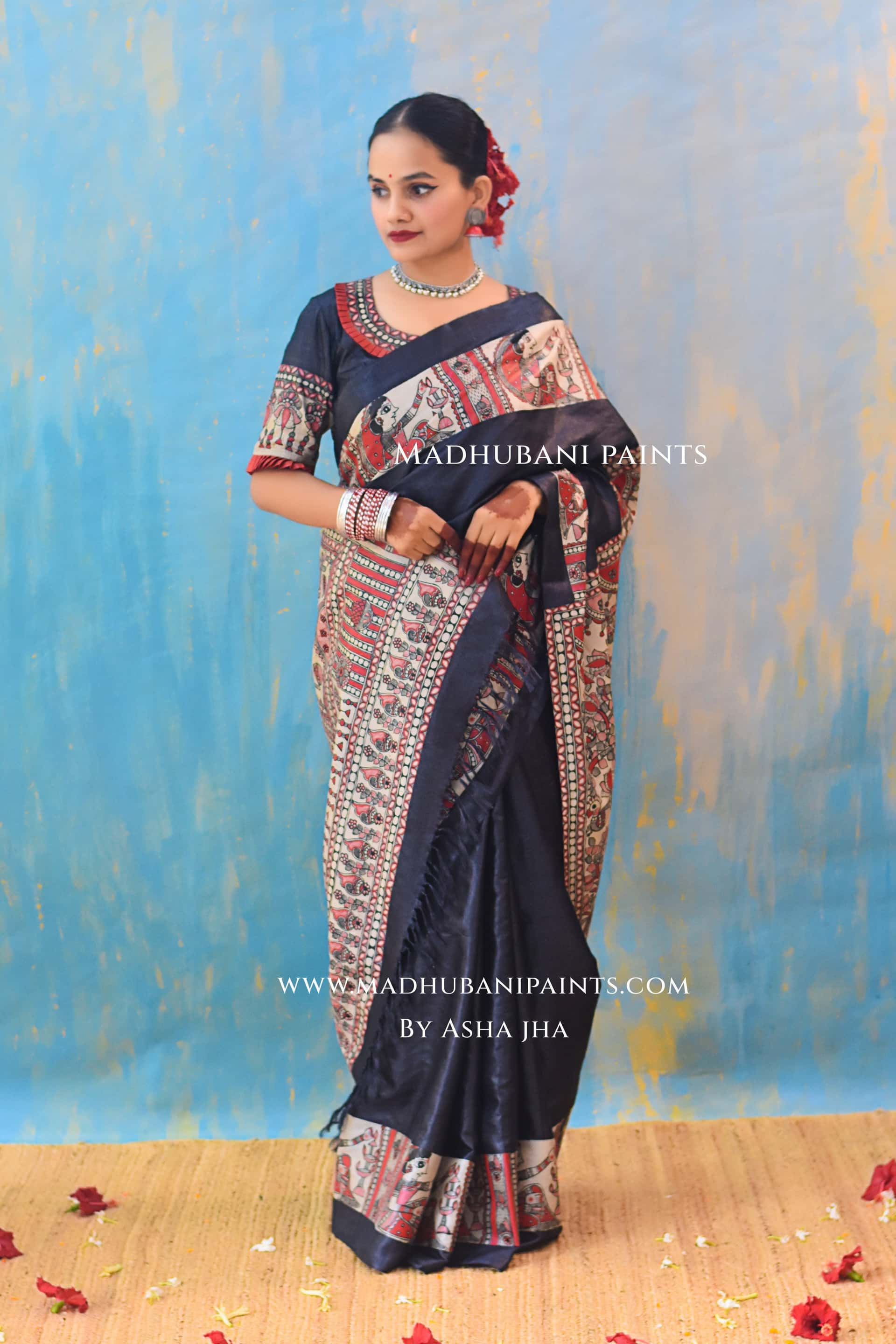 SHAMBHAVI Hand-painted Tussar Silk Saree — image 8 of 9