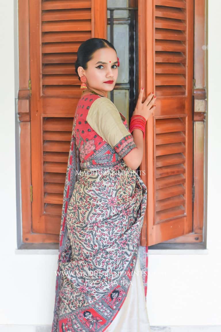 MAHAGAURI Handpainted Madhubani Tussar Silk Blouse — image 5 of 6