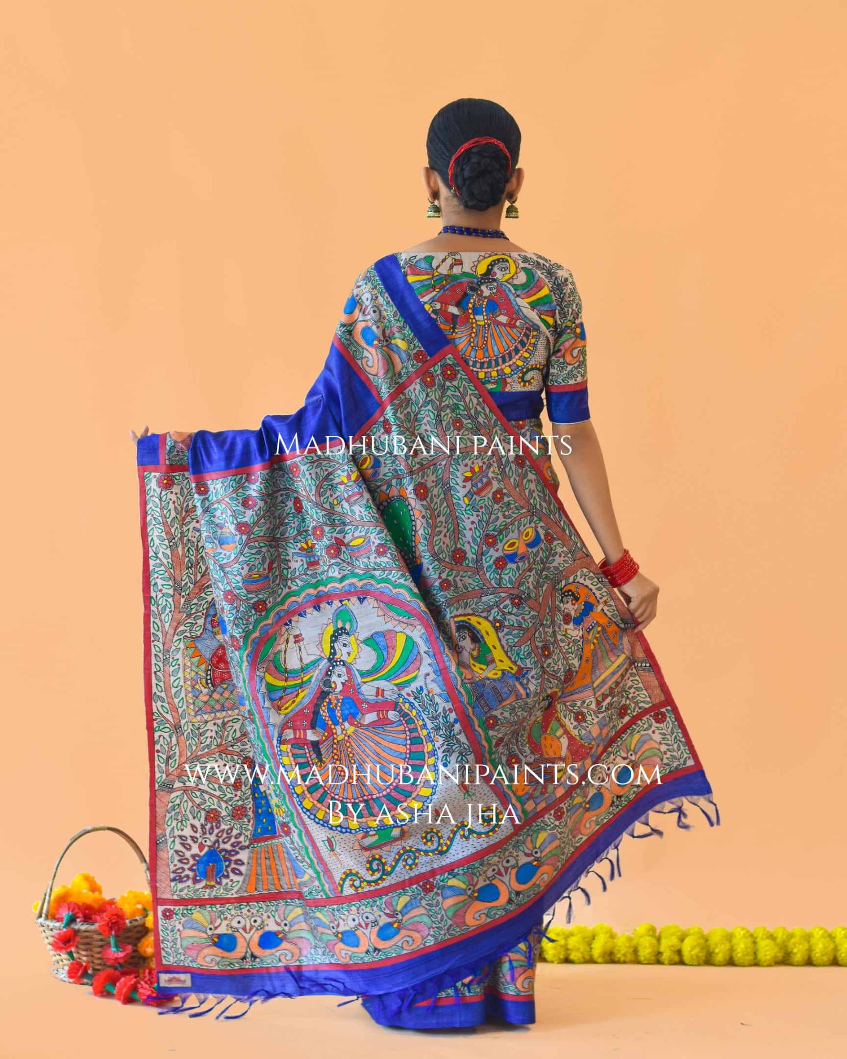 'MANMOHANA' Tussar Silk Saree Blouse Set — image 7 of 11