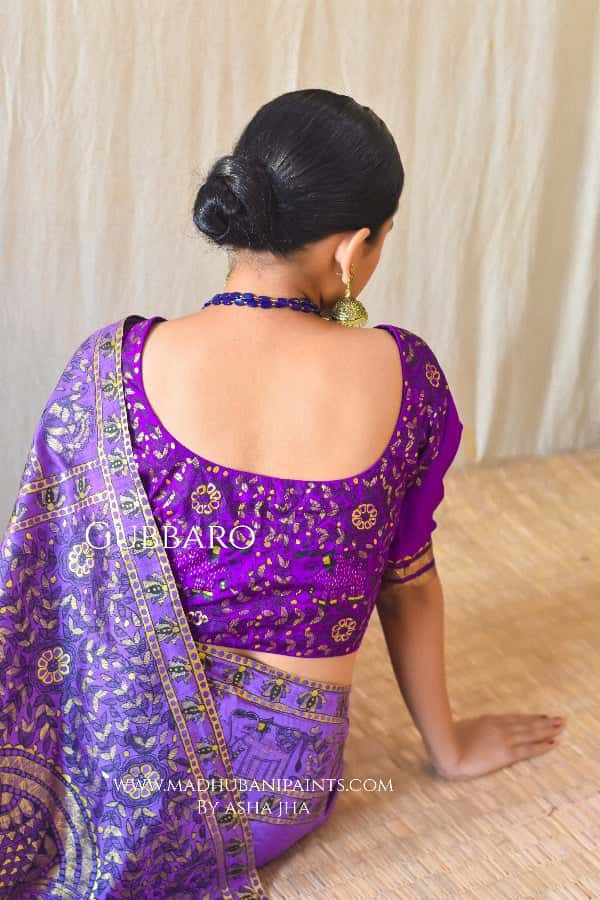 BAIGNI HAATHI Madhubani Handpainted Bishnupuri Silk Blouse