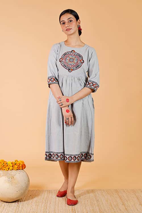 'Mandara' Handpainted Madhubani Dress — image 6 of 9