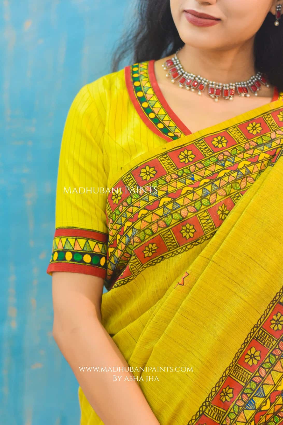 RADHA ROOPAVALI Hand-painted Madhubani Chanderi Saree Blouse Set — image 2 of 6