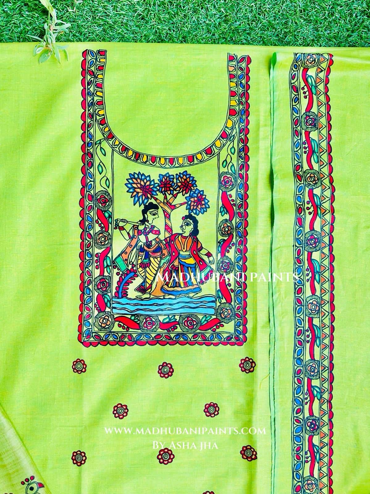 Radha Raman Hand painted Unstitched Cotton Suit Set — image 2 of 3