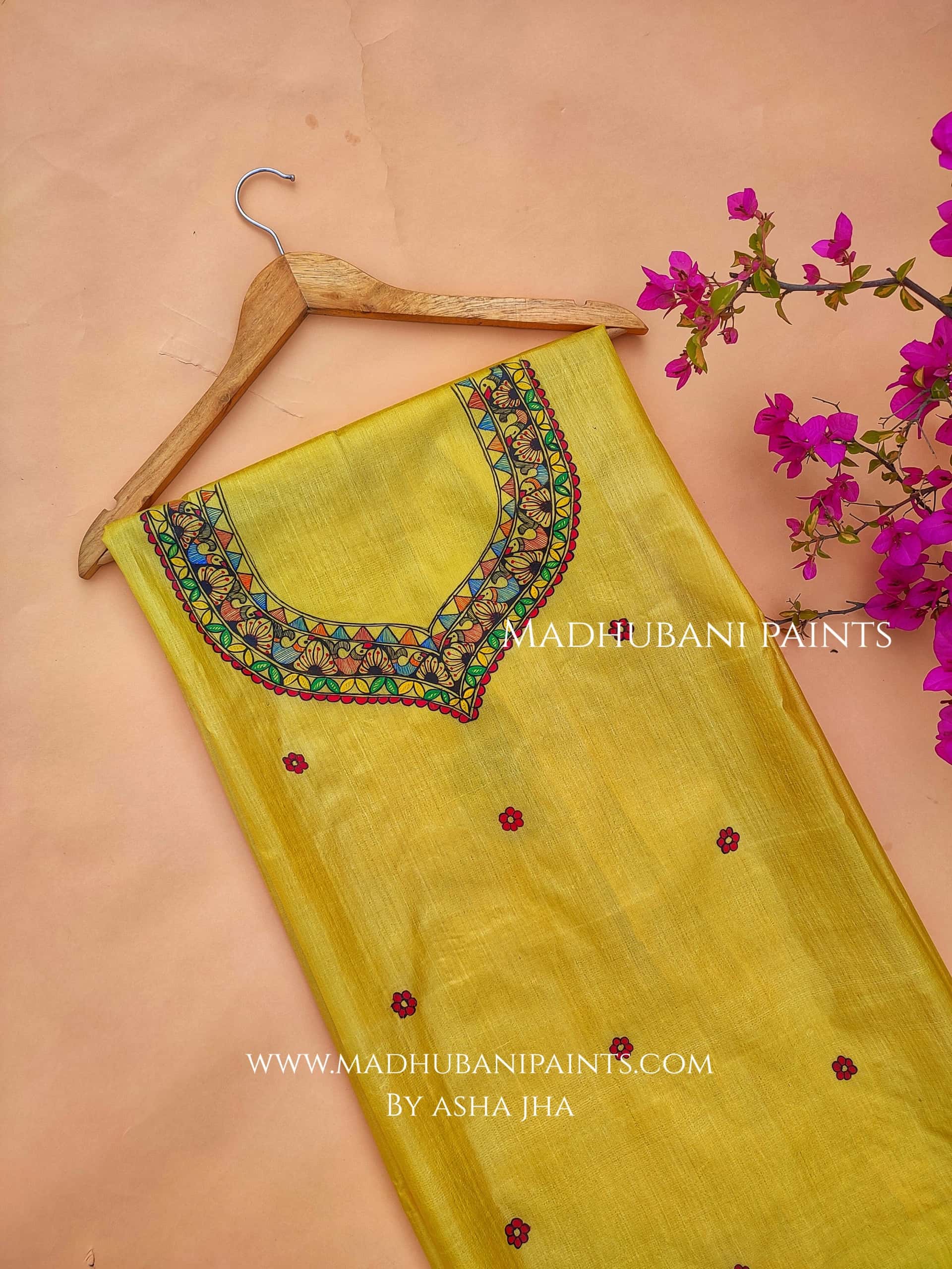 Doli Bidaai Hand-painted Unstitched Handloom Tussar Silk Kurta — image 3 of 3