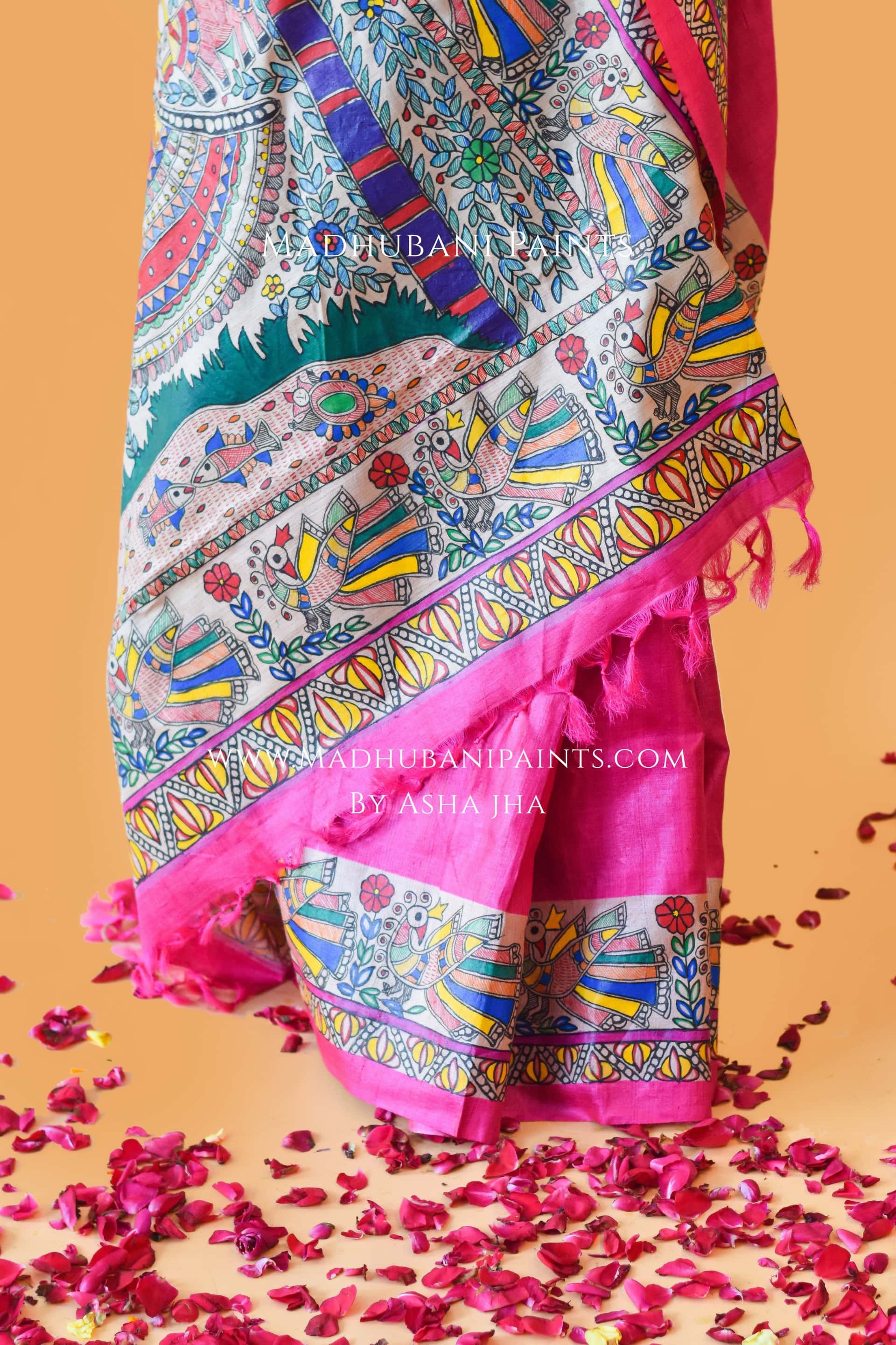 RAAS LEELA Hand-painted Madhubani Tussar Silk Saree Blouse Set — image 10 of 12