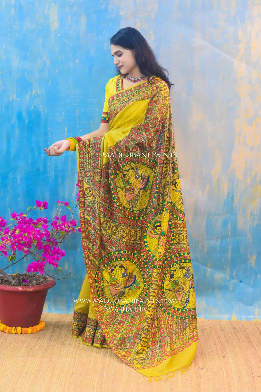 RADHA ROOPAVALI Hand-painted Madhubani Chanderi Saree — image 4 of 7