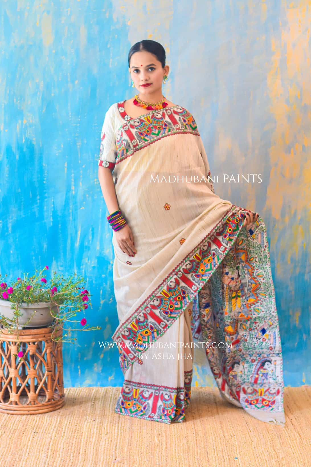 BARAAT BELA Hand-painted Madhubani Chanderi Saree — image 2 of 5