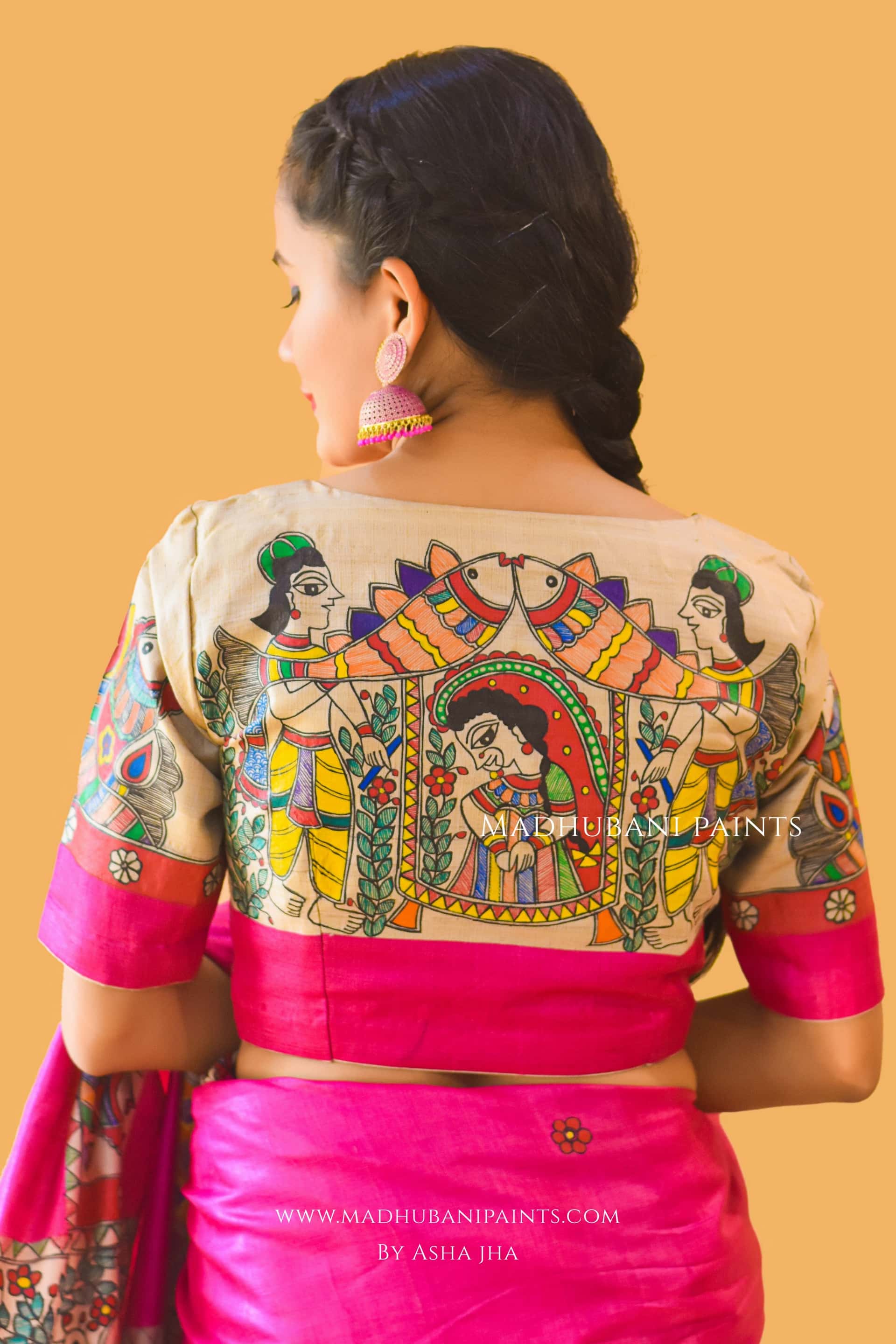 PAVAN VIVAAH Hand-painted Madhubani Tussar Silk Blouse — image 5 of 7