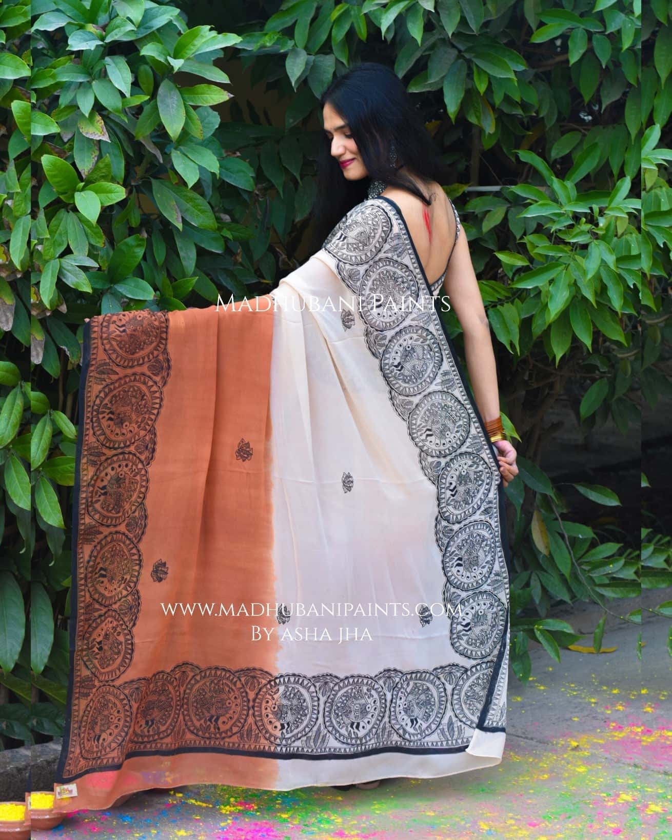 PANKHI Handpainted Madhubani Georgette Family Set — image 8 of 19
