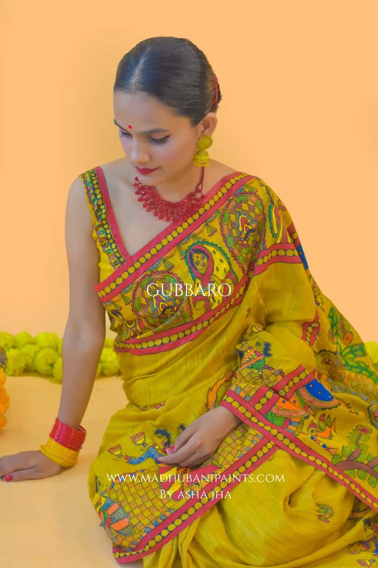 'GAURI' Handpainted Madhubani Chanderi Silk Blouse — image 3 of 4