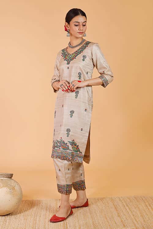 'Maithili' Handpainted Madhubani Tussar Silk Pant