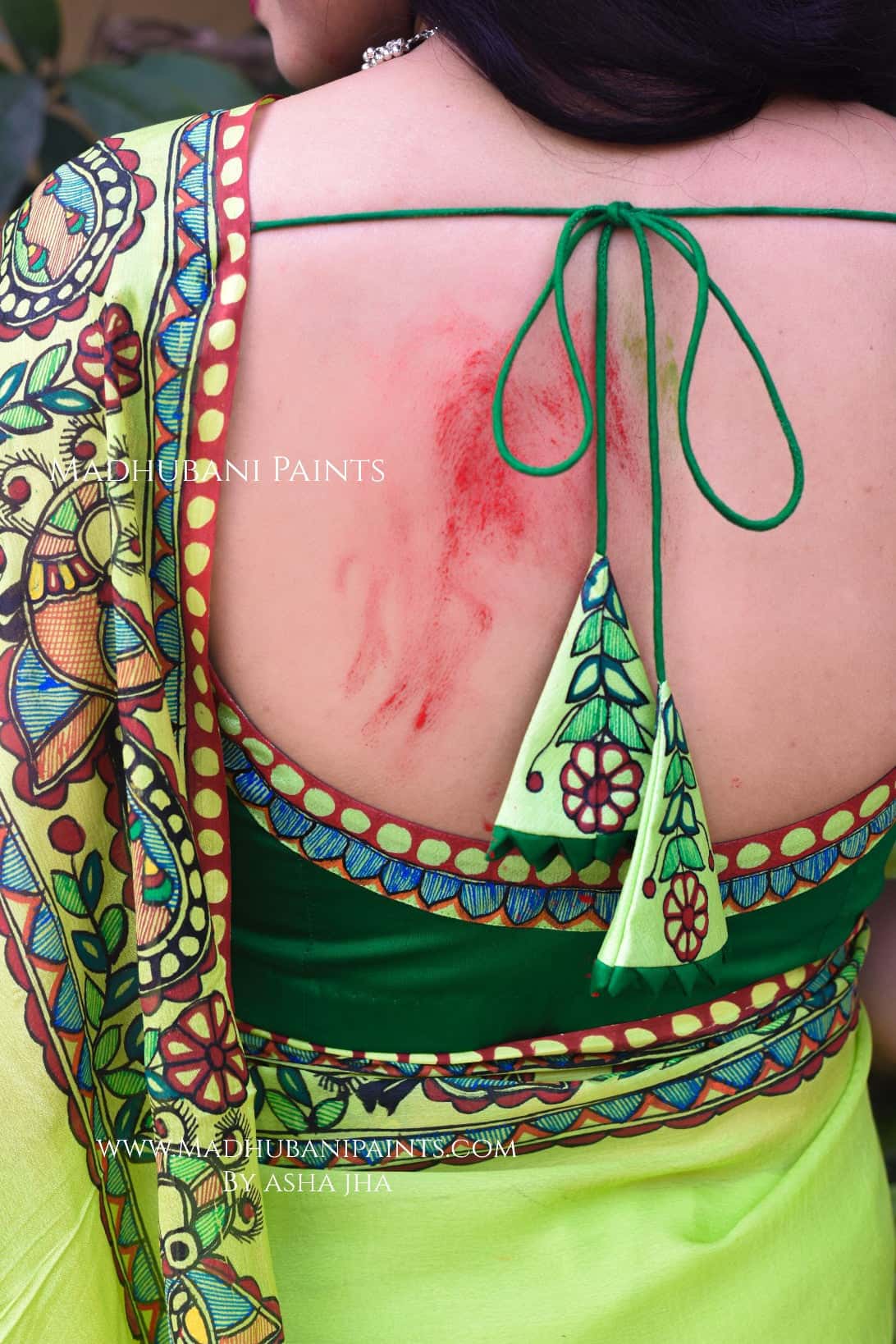 MADHUMAS Hand-painted Madhubani Chiffon Blouse — image 2 of 4
