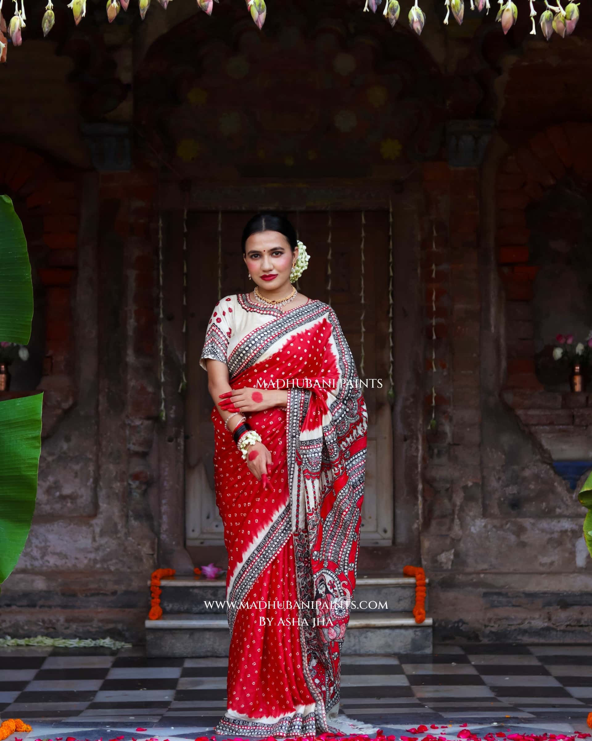 TRINETRA Handpainted Tussar Silk Madhubani Saree Blouse Set — image 17 of 17