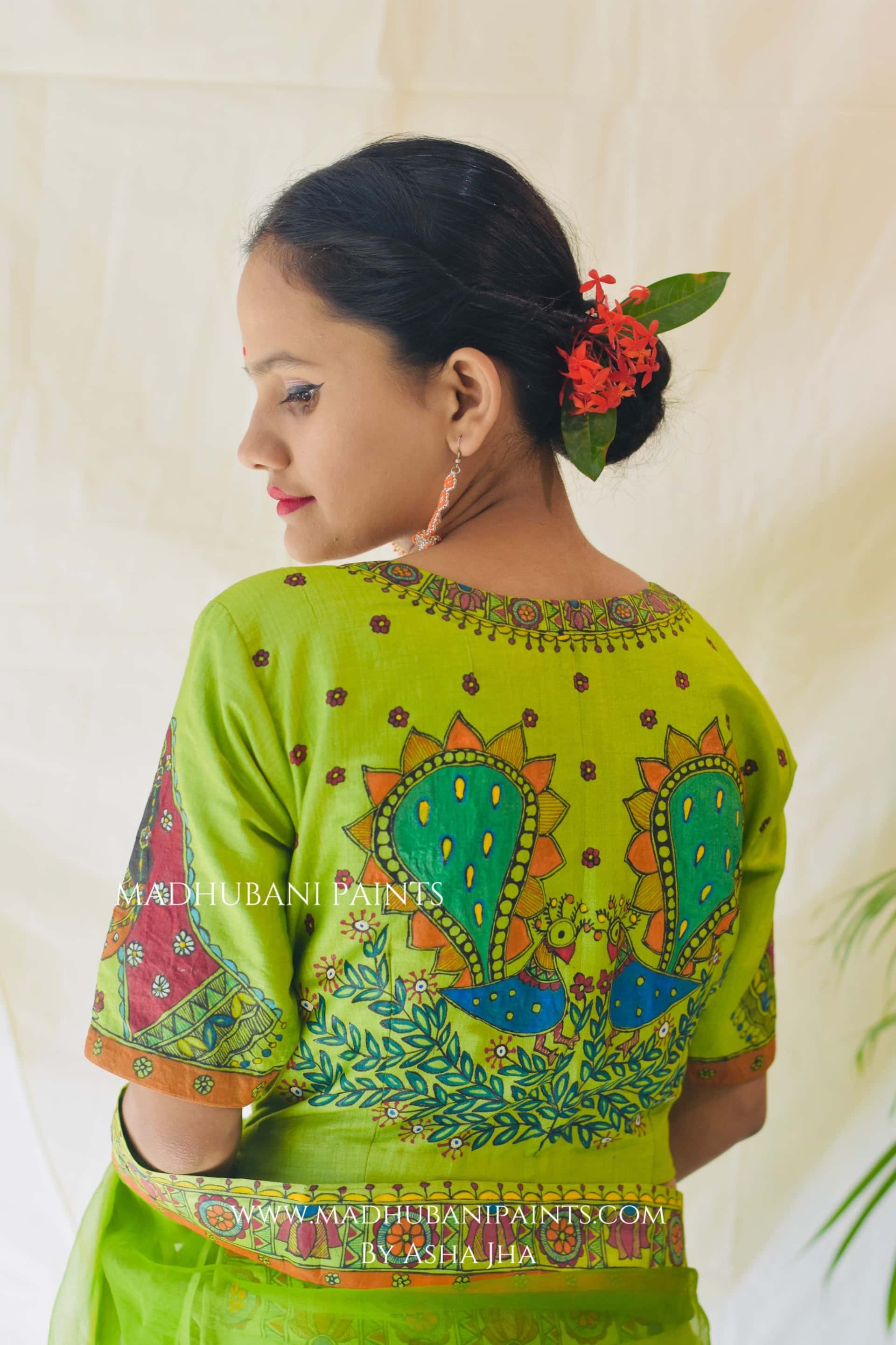 MEHNDI KA RANG Hand-painted Madhubani Lehnga — image 11 of 18