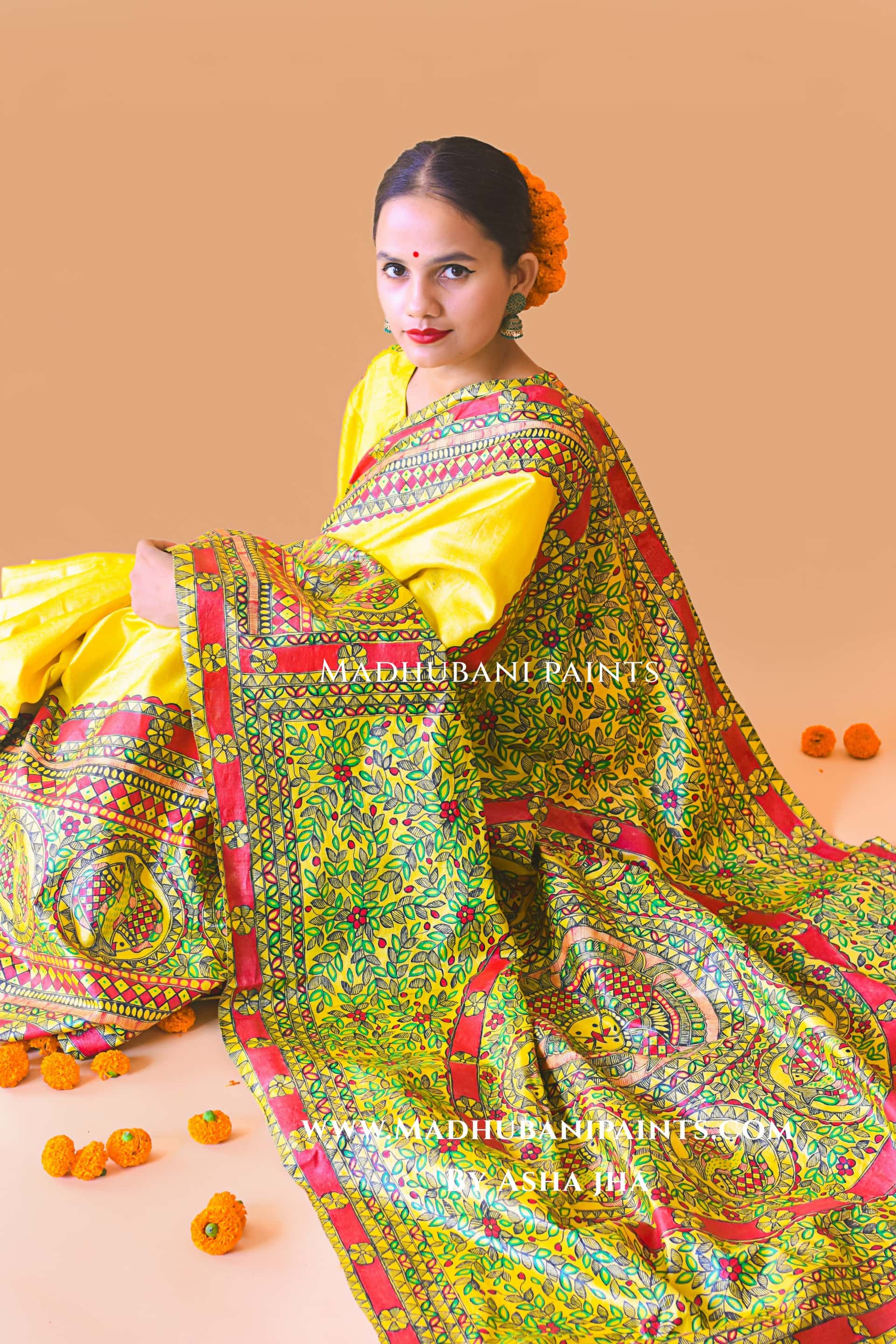 MATSYA SANGAM Hand-painted Madhubani Tussar Silk Saree — image 3 of 8