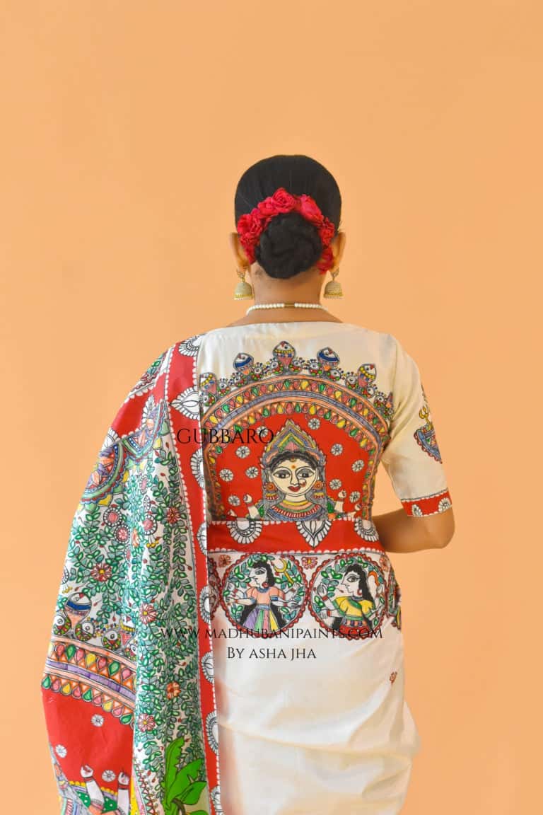 'TRIPURASUNDARI' Handpainted Madhubani Blouse — image 2 of 6