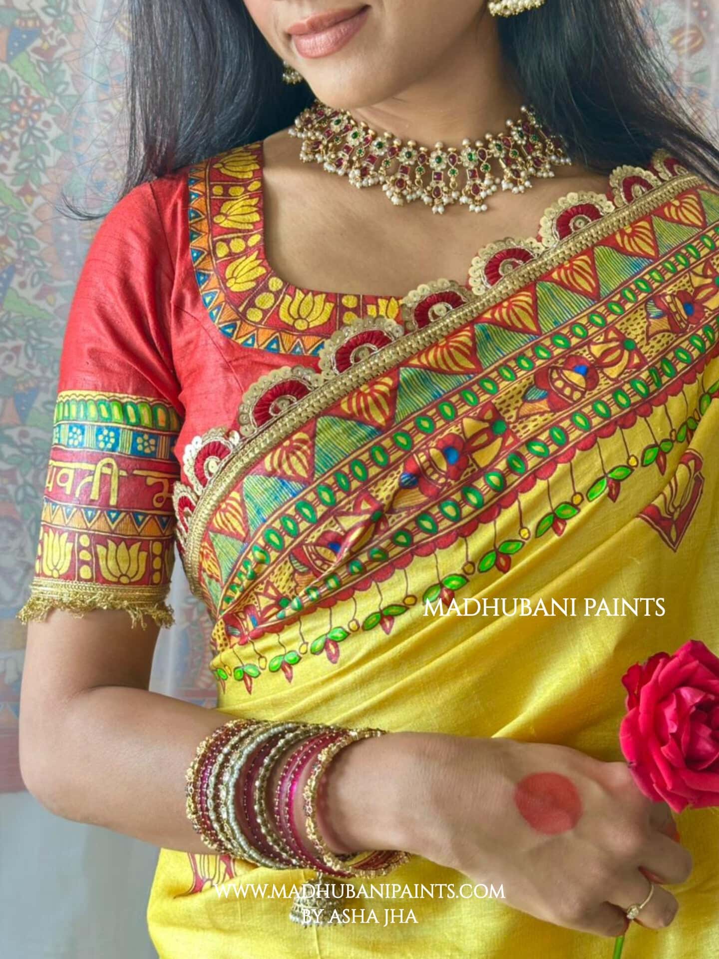 MITHILA WEDDING Hand-painted Madhubani Tussar Silk Saree — image 7 of 12