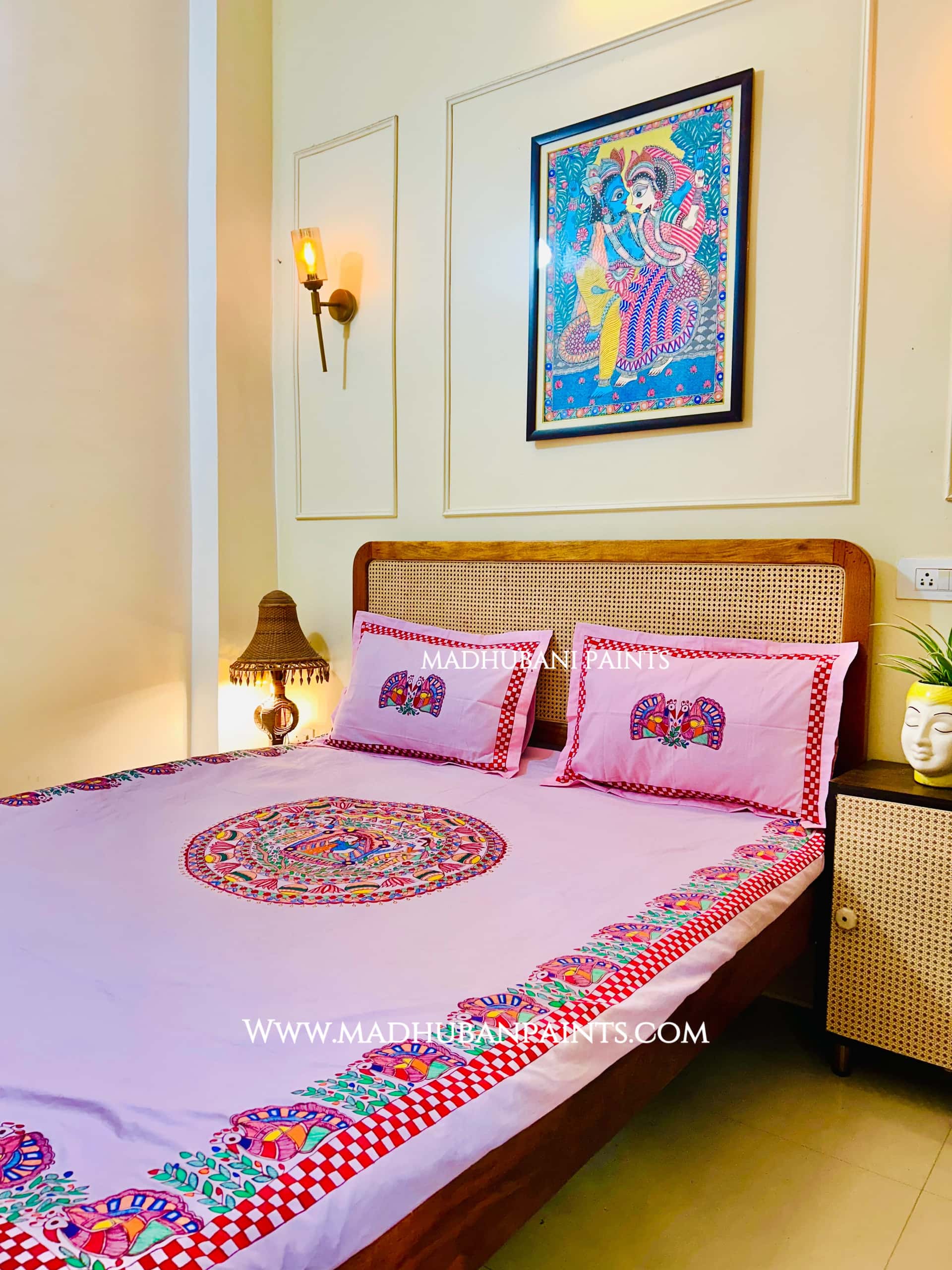 DOLI KA HAAR Hand-painted Bedsheet With Pillow Cover — image 6 of 6