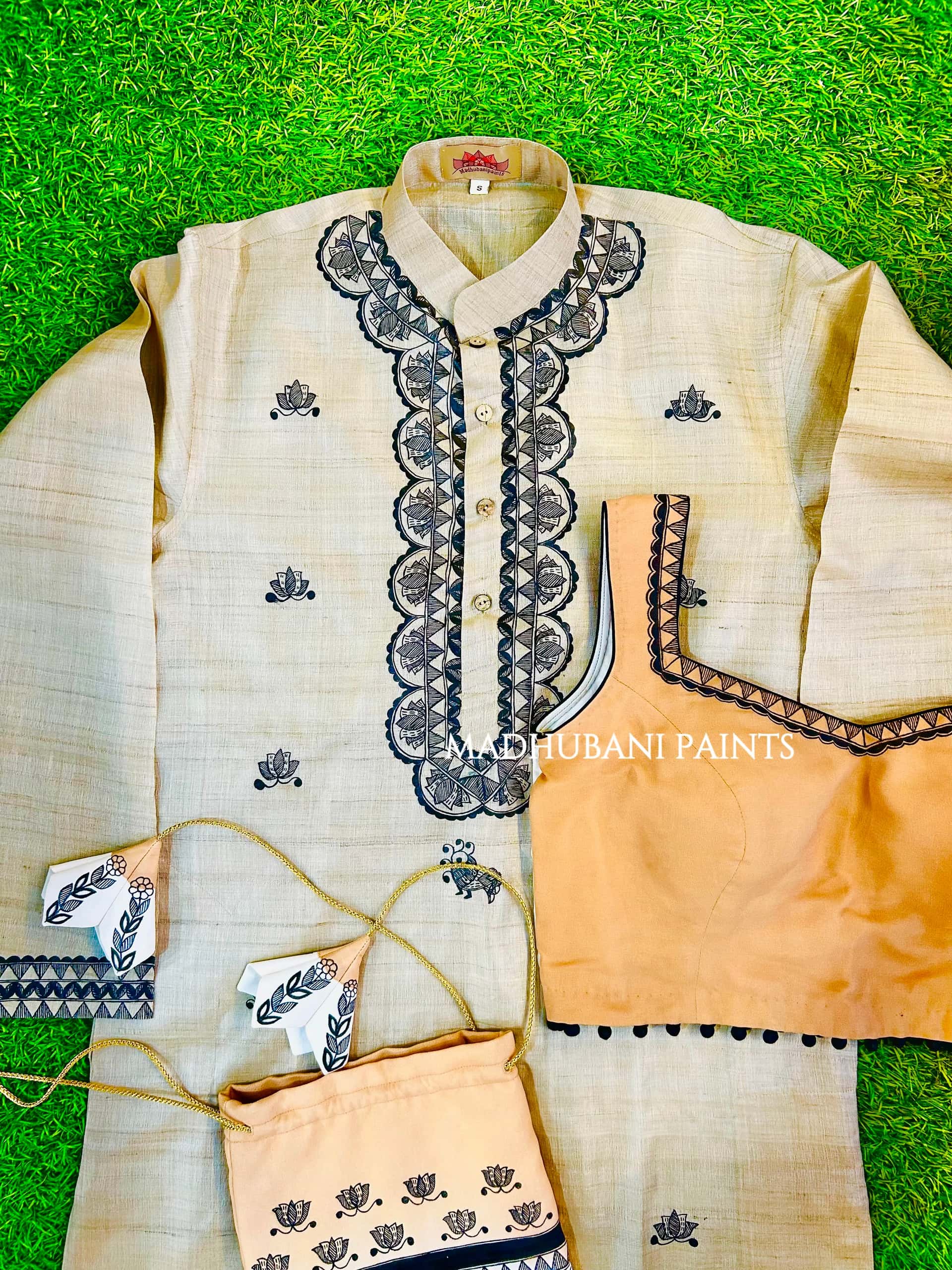 PANKHI Handpainted Madhubani Georgette Family Set — image 14 of 19