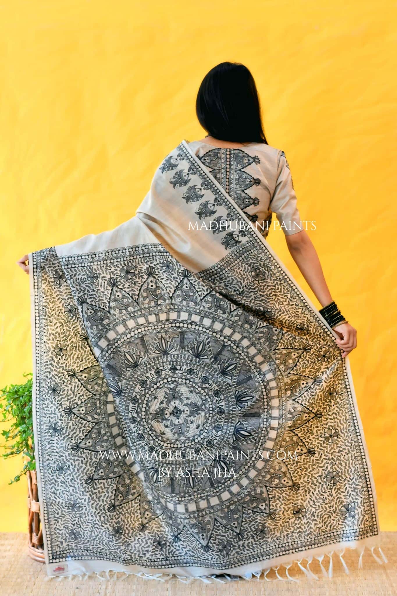 KAMAL MANDALI Hand-painted Madhubani Tussar Silk Saree — image 2 of 7