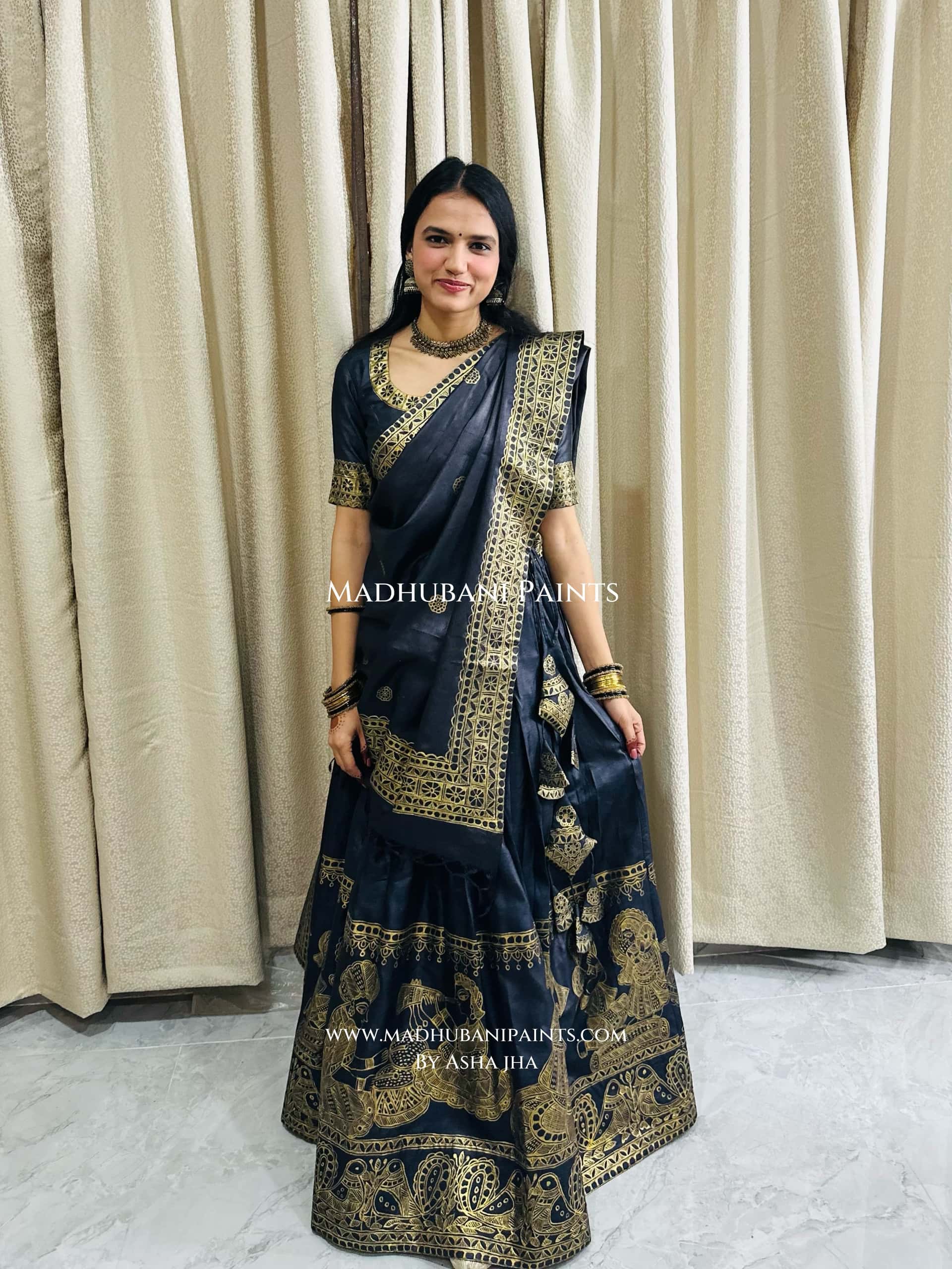 MANOHAR SANGEET Hand-painted Madhubani Lehnga — image 13 of 15