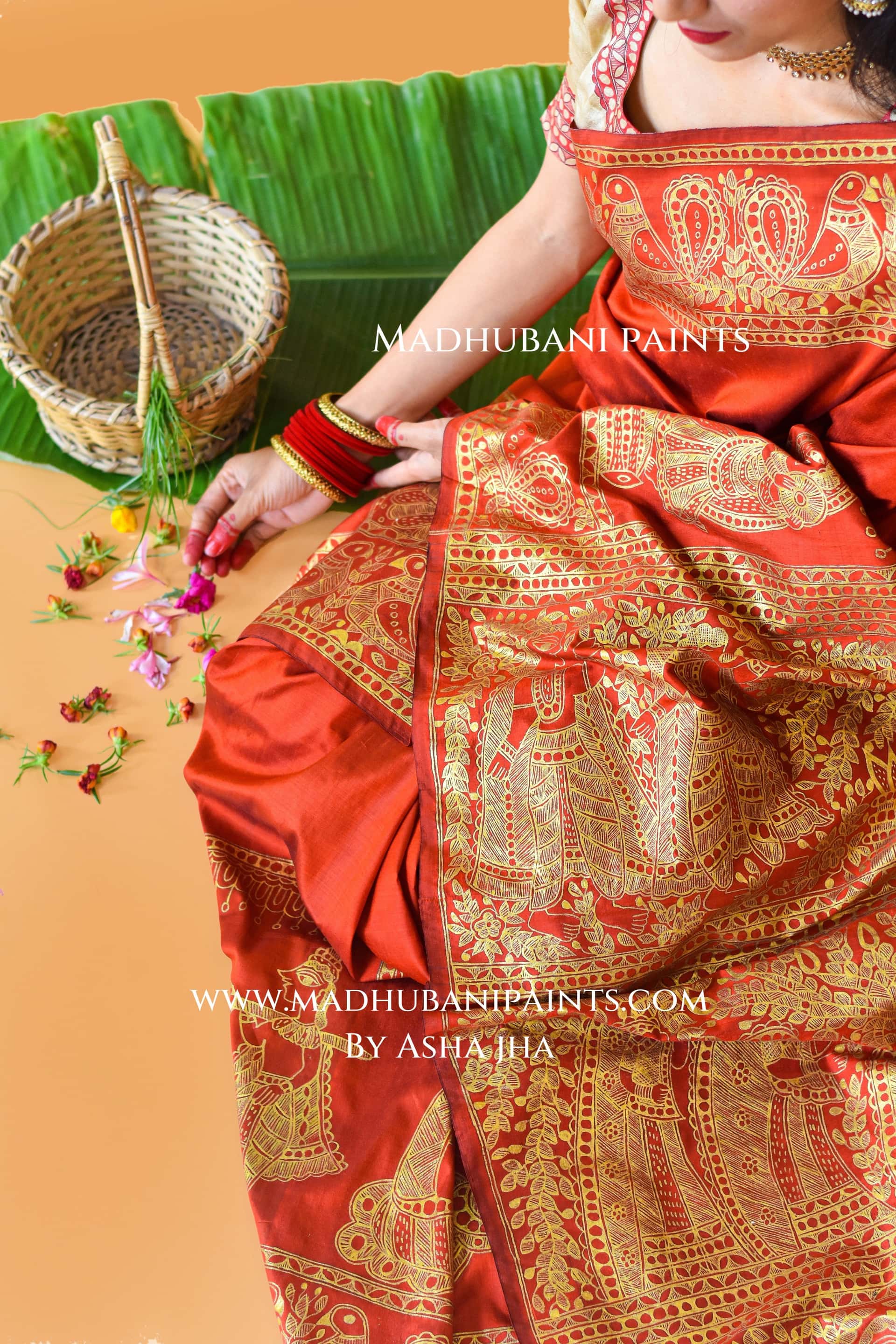 KANYADAAN Hand-painted Madhubani Bishnupuri Silk Saree Blouse Set — image 8 of 11