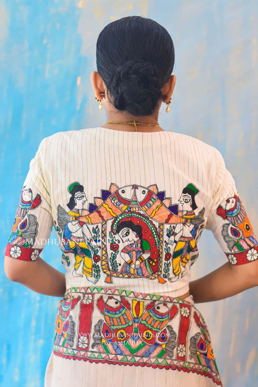 BAARAT BELA Hand-painted Madhubani Chanderi Saree Blouse Set — image 2 of 8