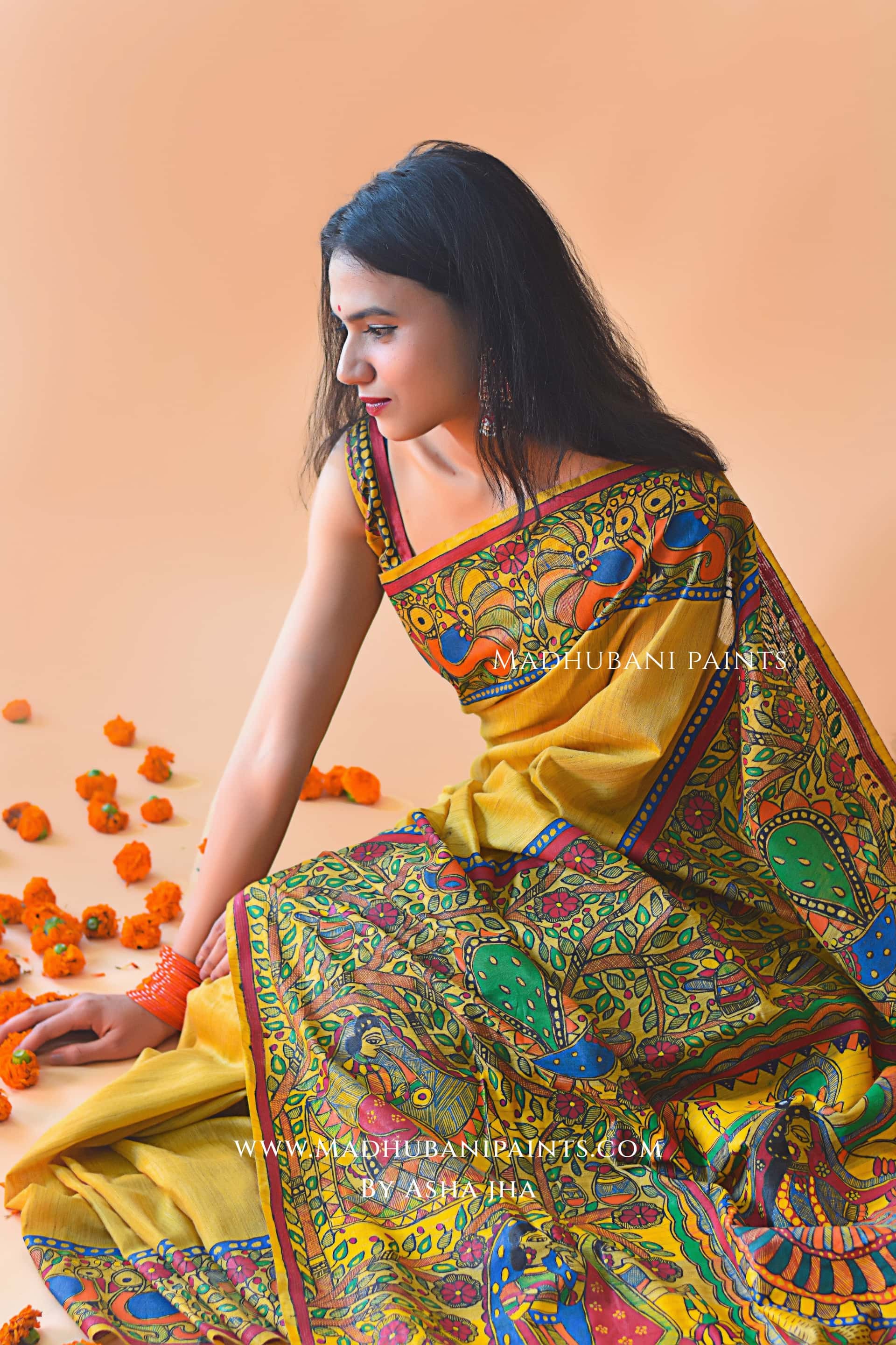 SOBHAN Hand-painted Madhubani Chanderi Saree — image 3 of 6