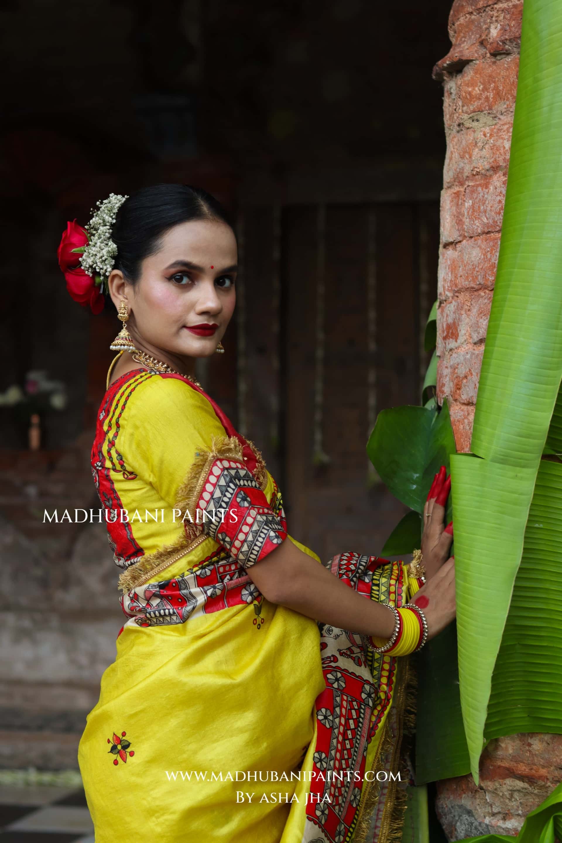 TARA Handpainted Tussar Silk Madhubani Saree Blouse Set — image 11 of 12