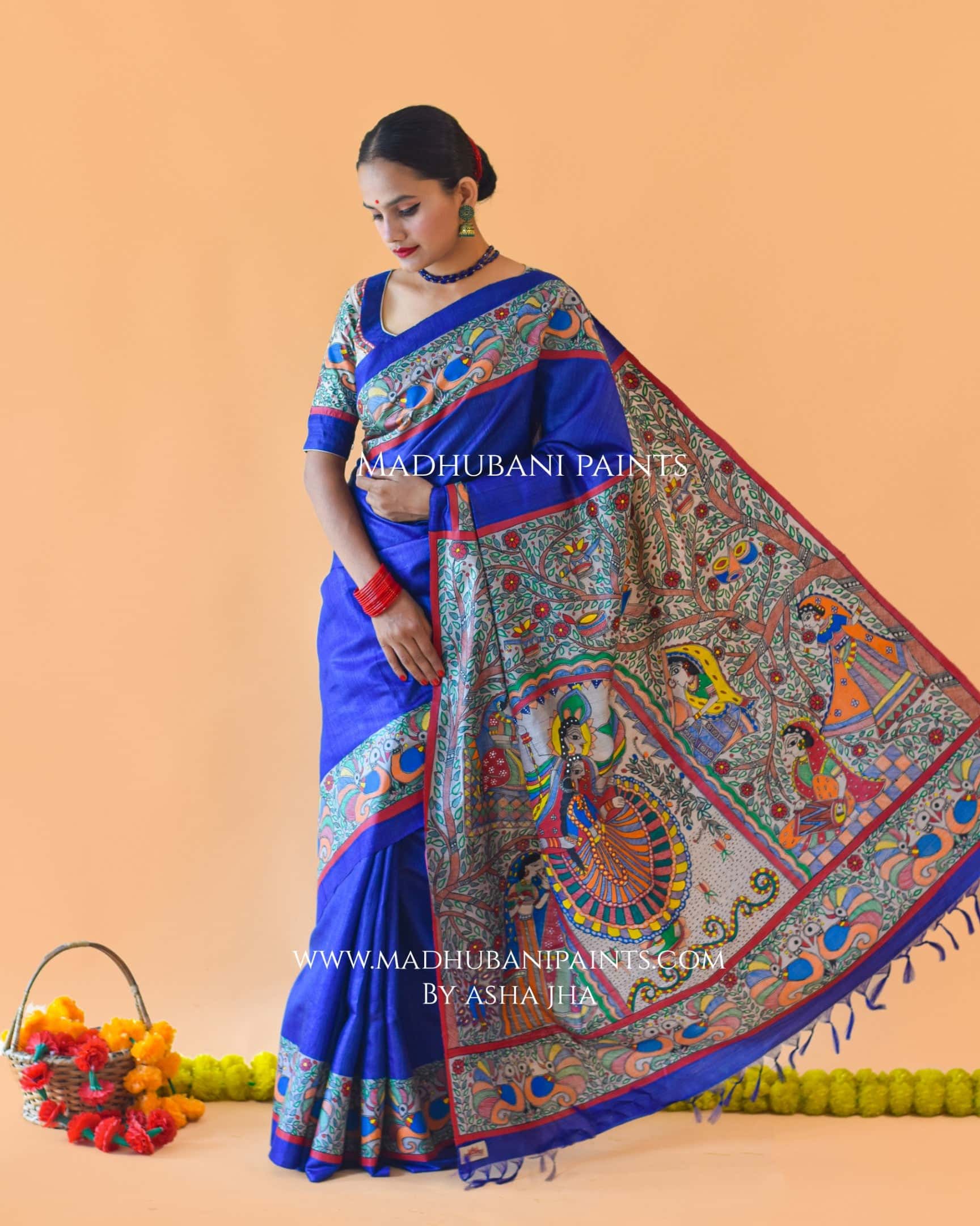 'MANMOHANA' Tussar Silk Saree Blouse Set — image 8 of 11