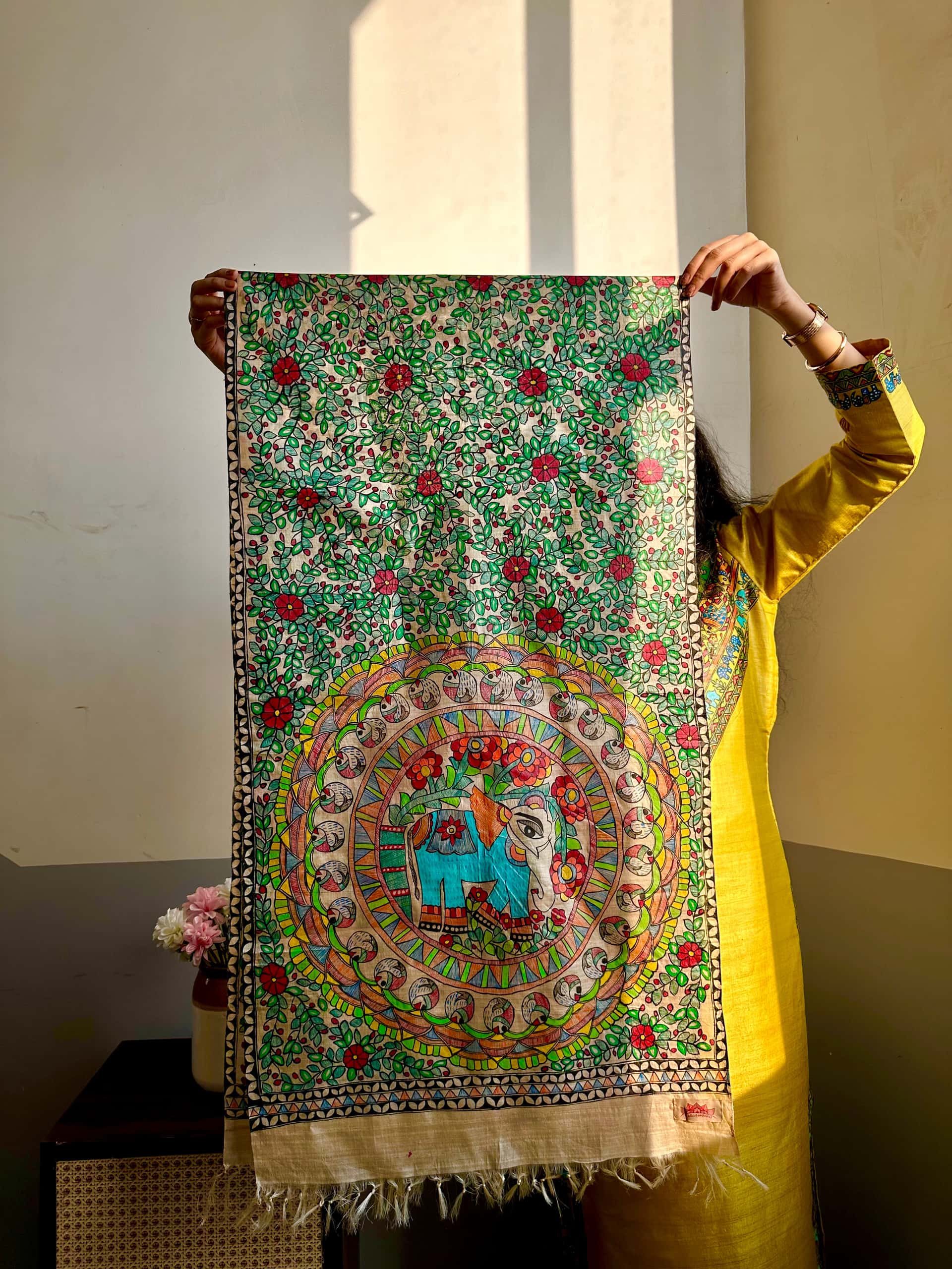 Elephant Tussar Silk Stole