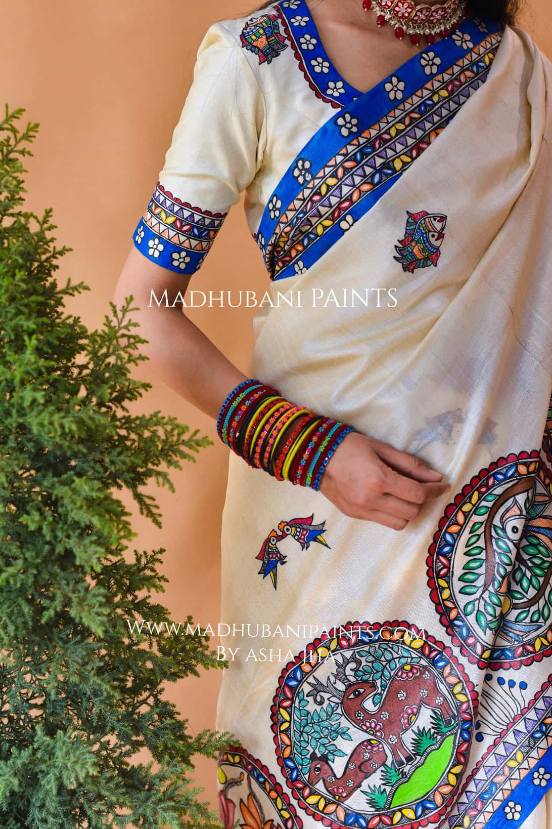 NISARG RANG Hand-painted Madhubani Tussar Silk Blouse — image 2 of 4